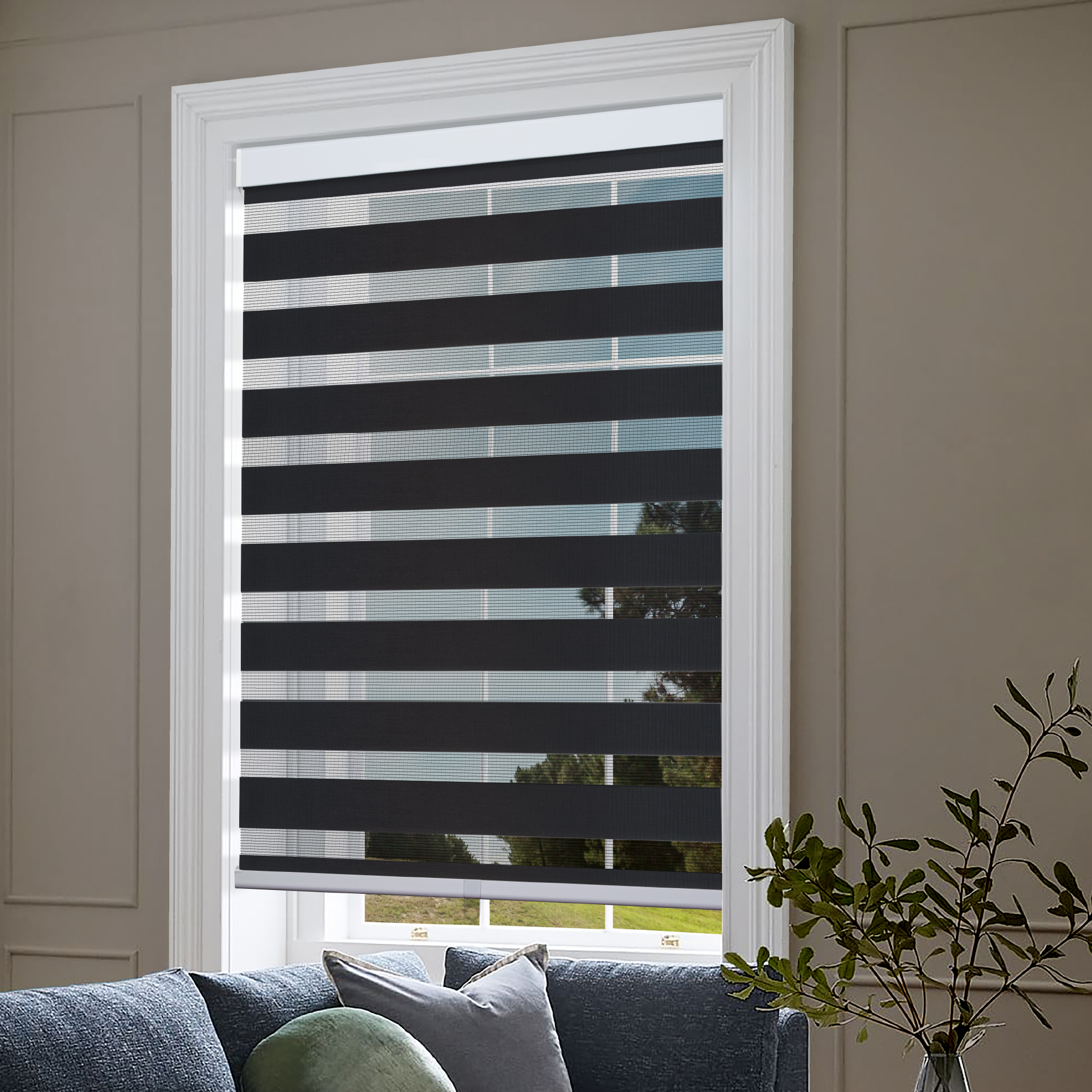 Cordless Zebra Roller Blinds Sheer Shades, Sheer or Privacy - 20" to 72"W x 72"H - Picture 8 of 21