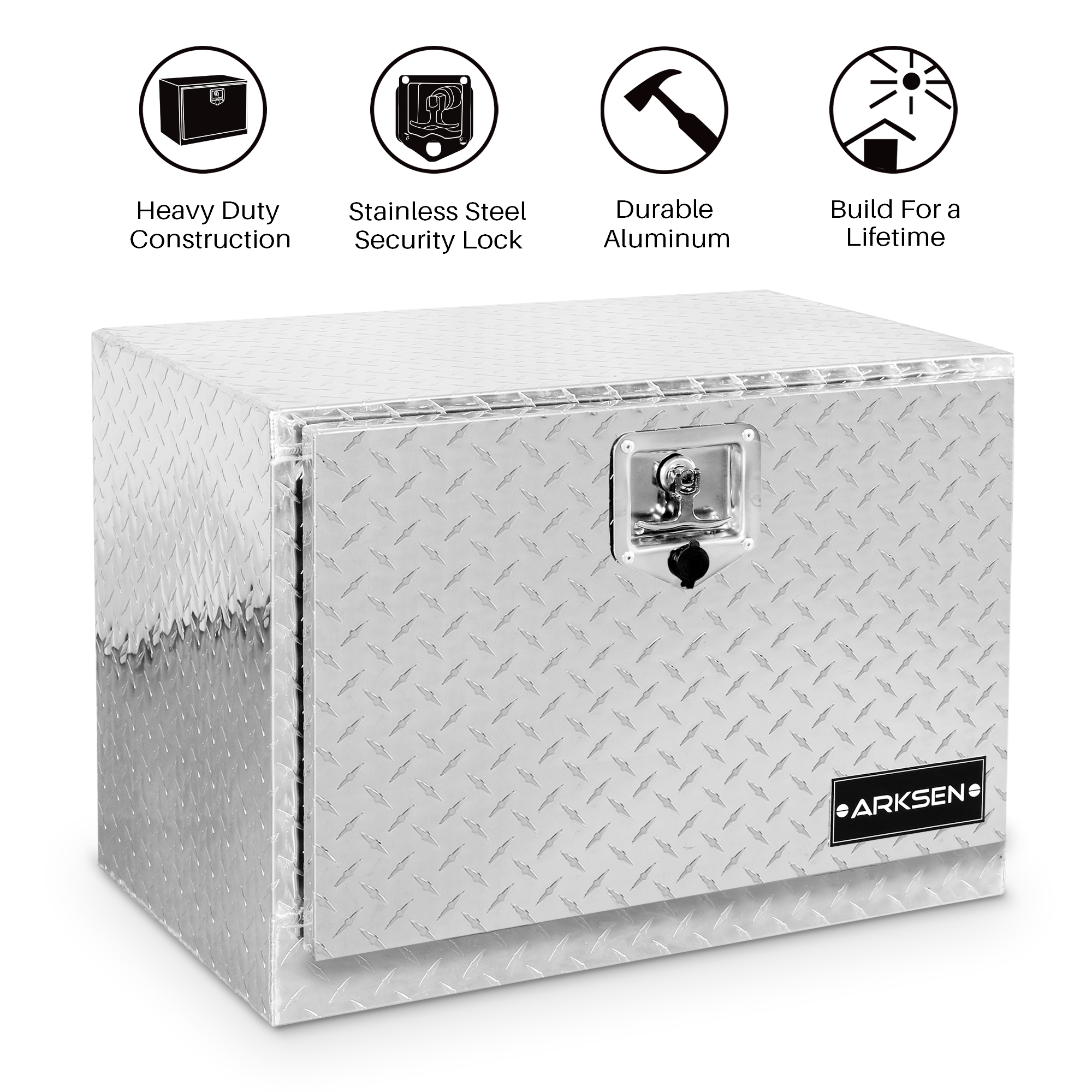 24" Aluminum Diamond Plate Tool Box Truck Underbody Storage Lock W/Key