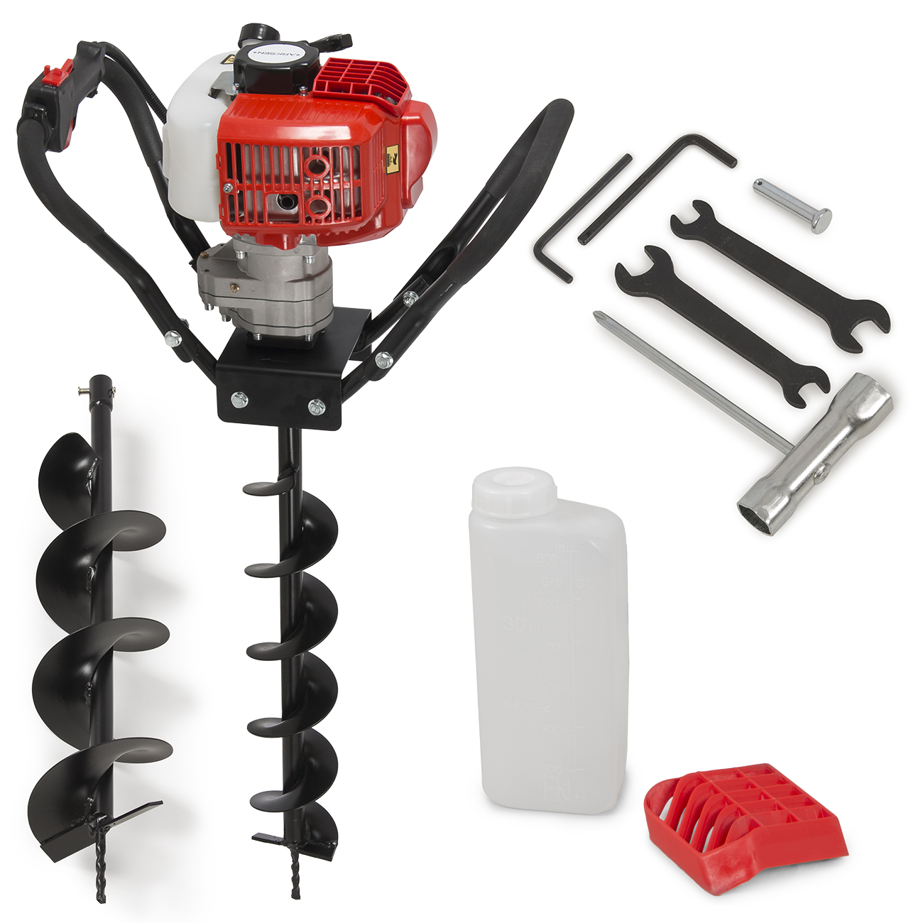 Details about Earth Post Hole Digger 52cc One Man Gas 2 Stroke Auger EPA w/  4" + 6" Auger Bits