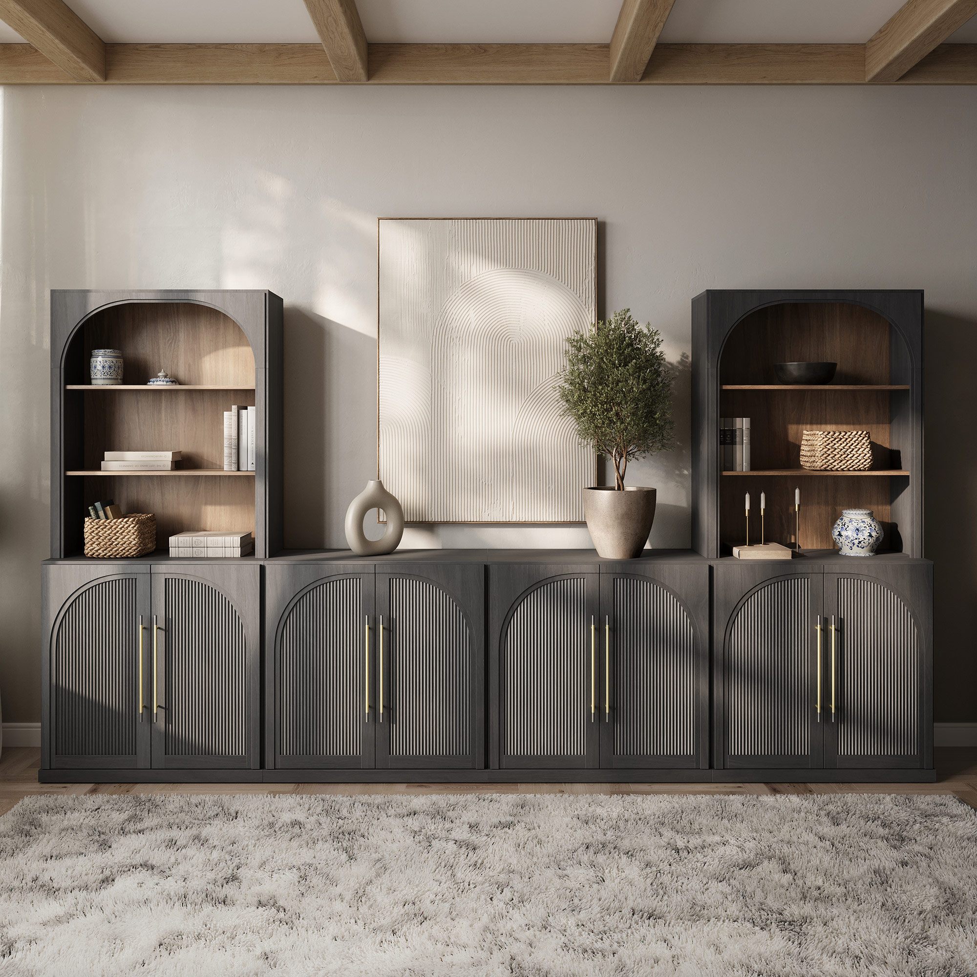 Set For Living Room, Camel/ebony