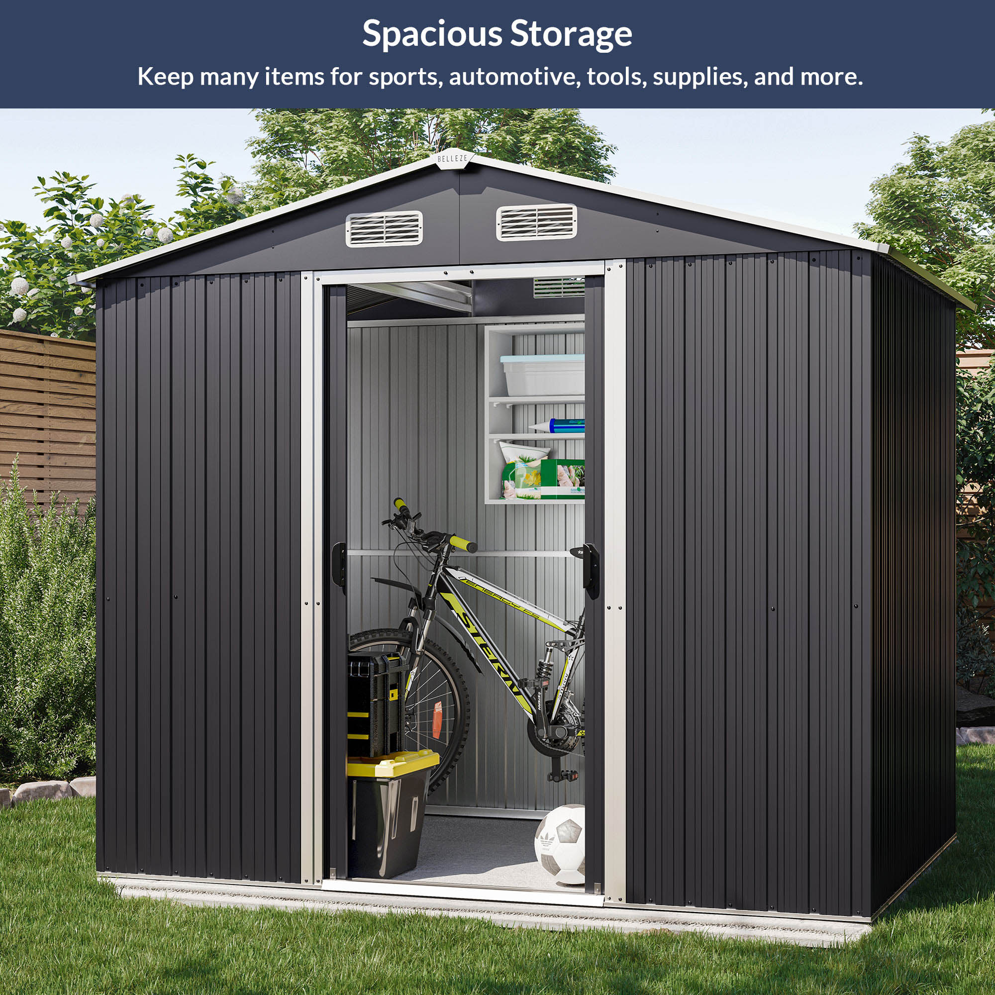 8 x 6 FT Outdoor Storage Shed with Air Vent, Lockable Door