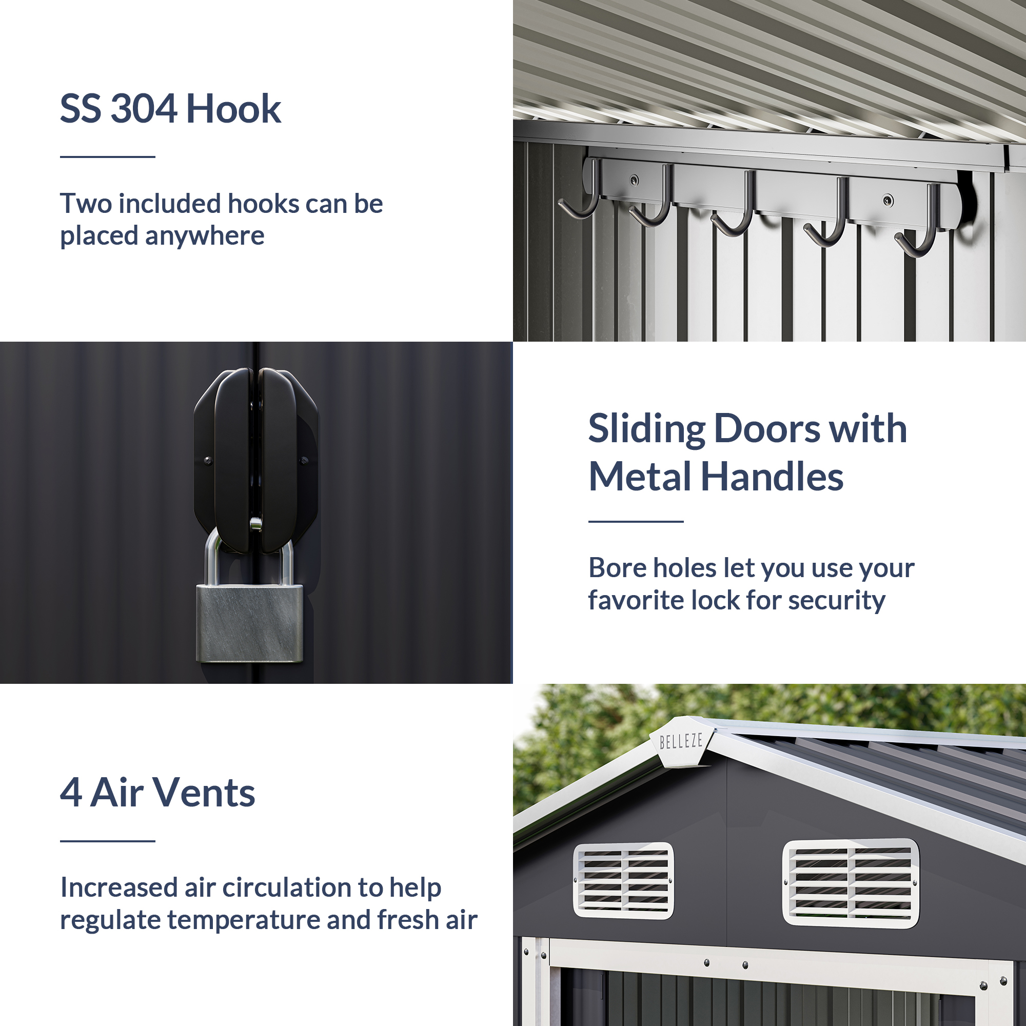 8 x 6 FT Outdoor Storage Shed with Air Vent, Lockable Door