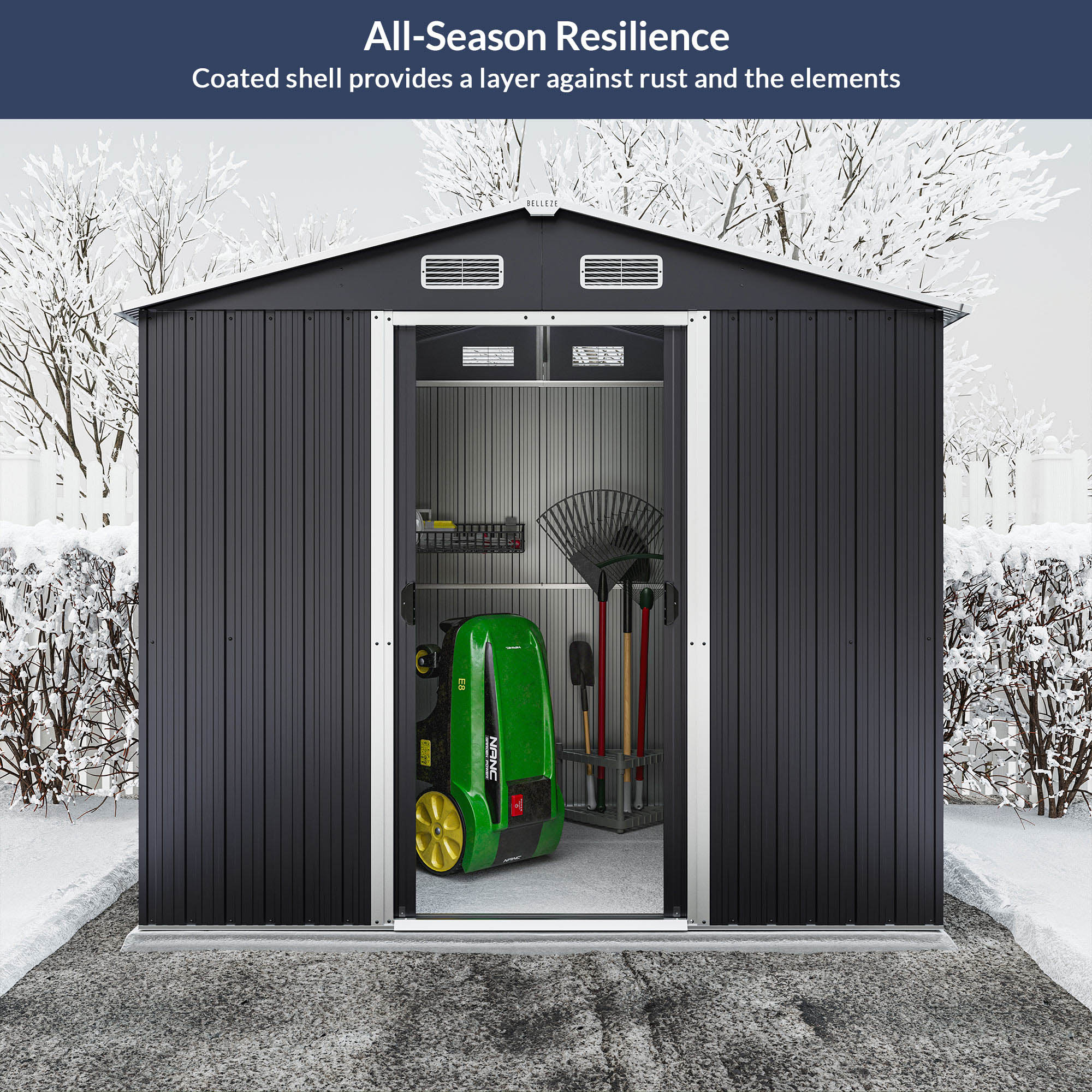 8 x 6 FT Outdoor Storage Shed with Air Vent, Lockable Door