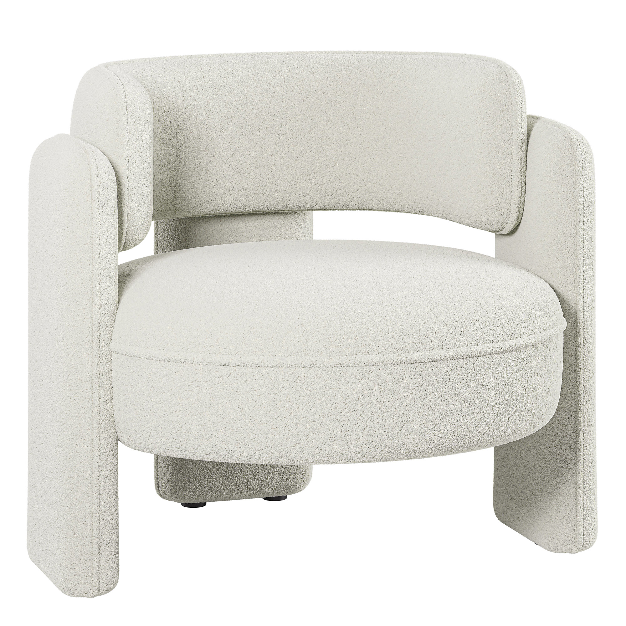Modern Accent Chair, Upholstered Single Sofa for Living Room, Bedrooms, White