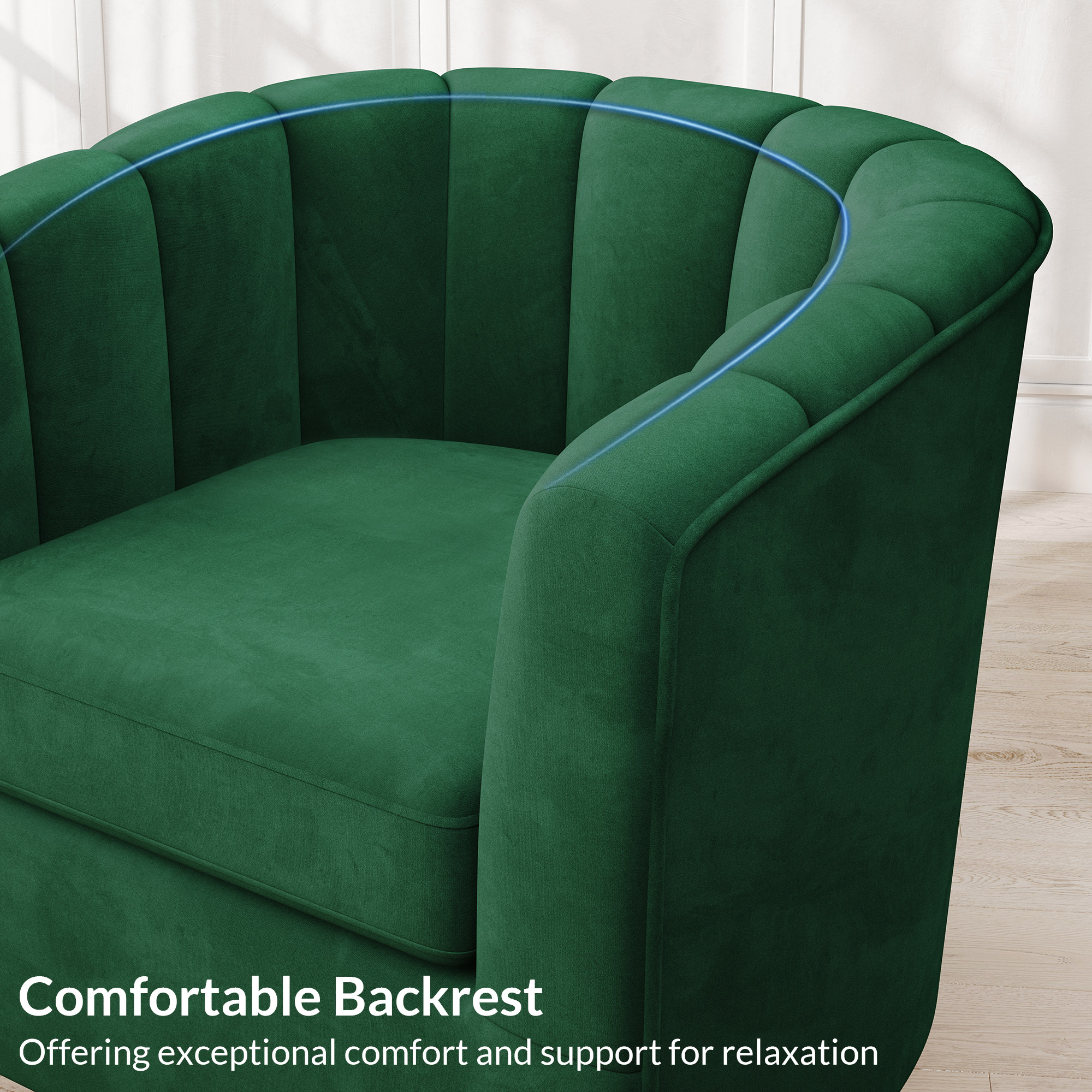 Velvet Swivel Accent Chair, 360 Degree Swivel Comfy Single Sofa Side Chair - Picture 13 of 16