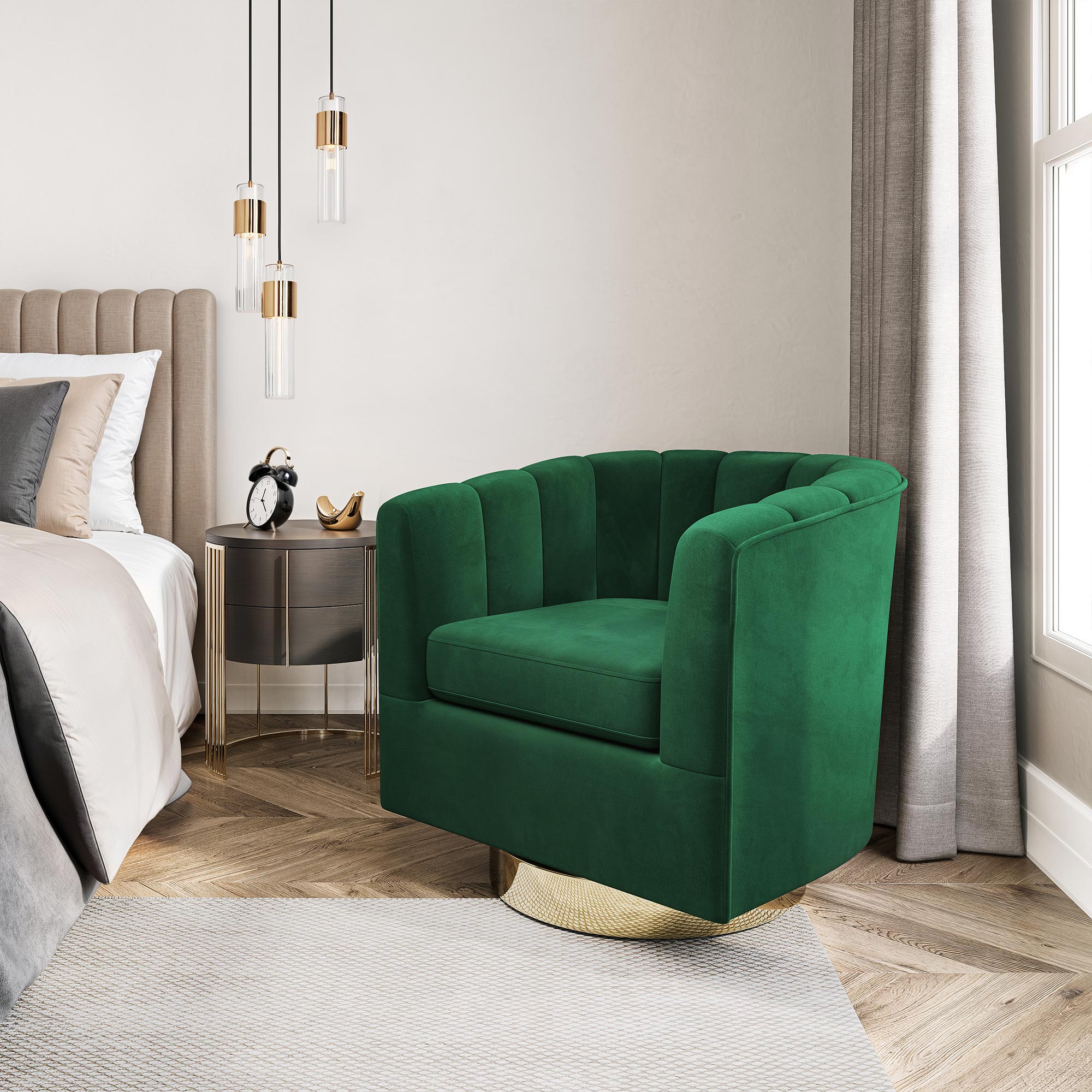 Velvet Swivel Accent Chair, 360 Degree Swivel Comfy Single Sofa Side Chair - Picture 10 of 16