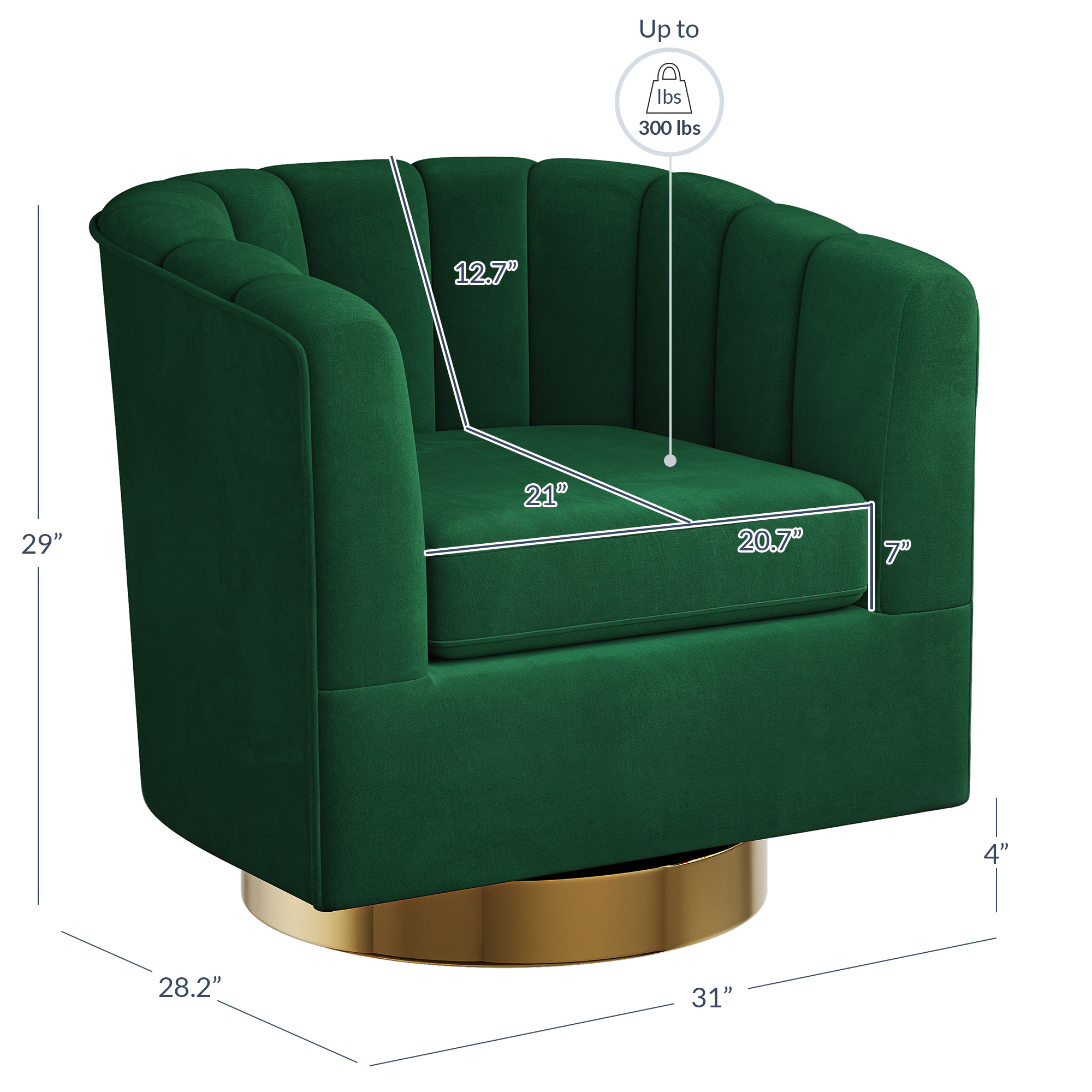 Velvet Swivel Accent Chair, 360 Degree Swivel Comfy Single Sofa Side Chair - Picture 15 of 16
