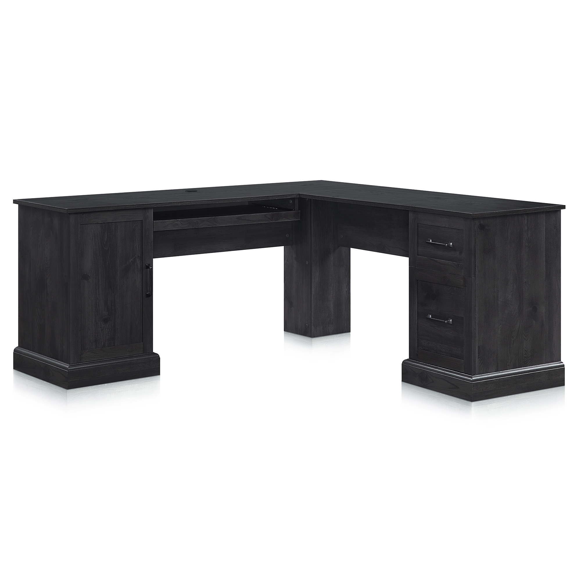 L-Shaped Home Office Desk with Keyboard Tray, Drawers & Cabinet, 5 Colors