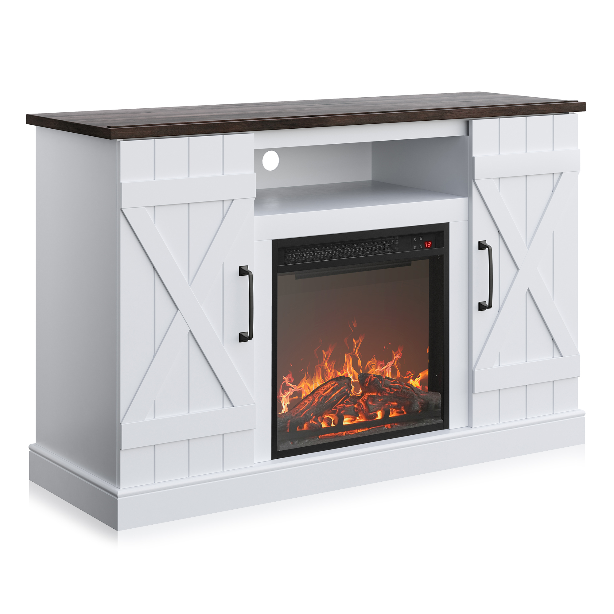 Industrial 47" TV Stand For TVs Up to 50" W/ 18" Fireplace