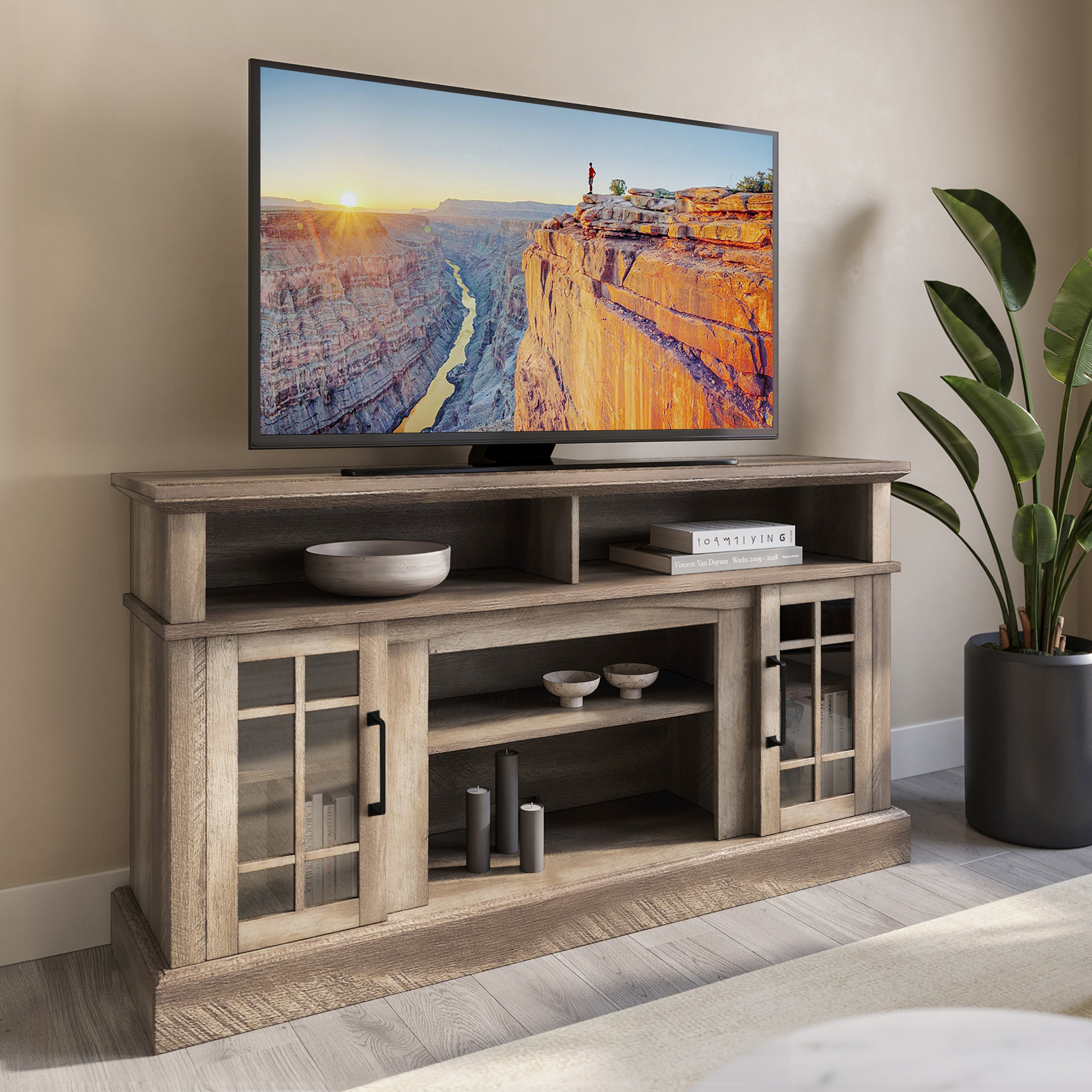 58" TV Stand Console For TVs up to 65" w/ 23" Fireplace - Picture 8 of 55