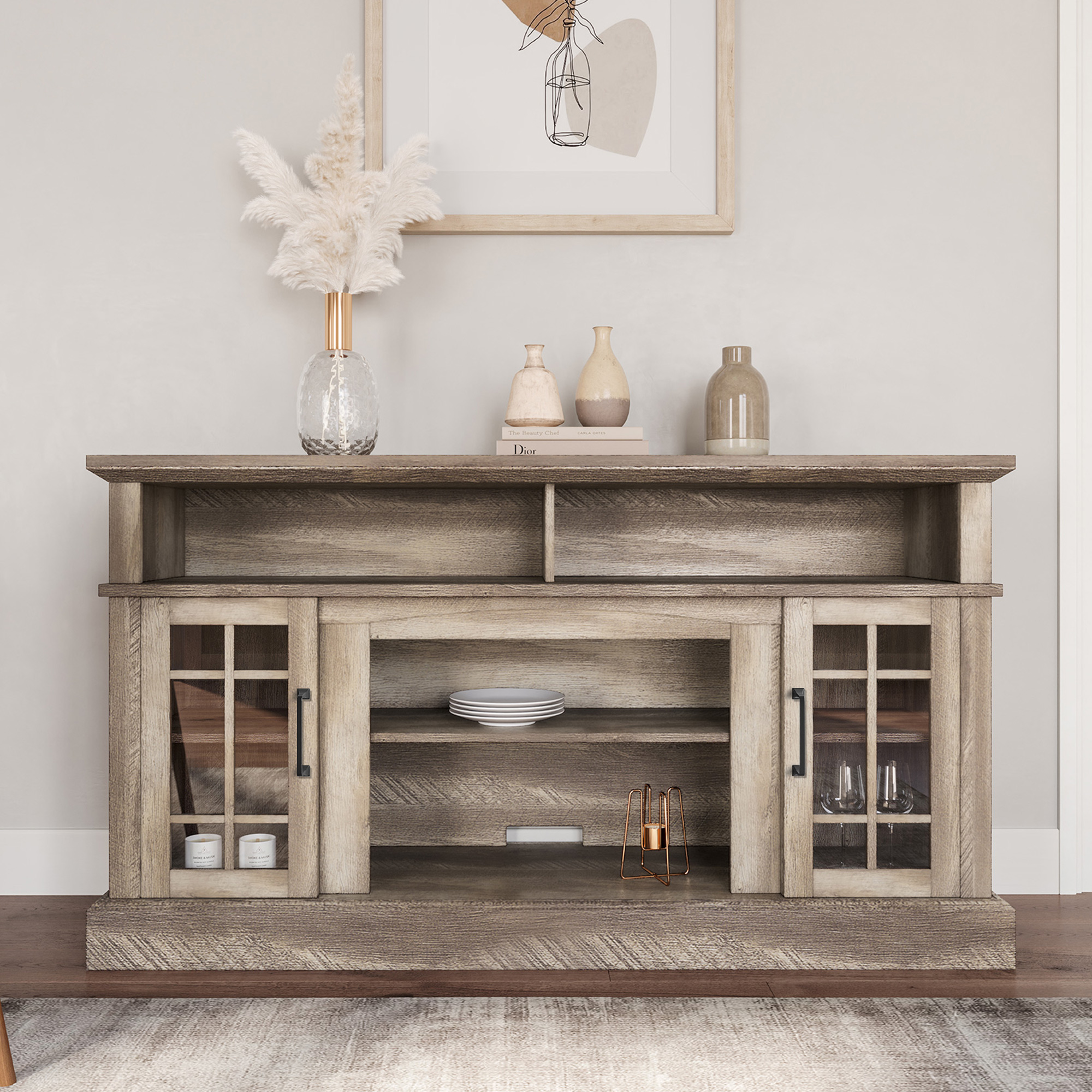 58" TV Stand Console For TVs up to 65" w/ 23" Fireplace - Picture 9 of 55