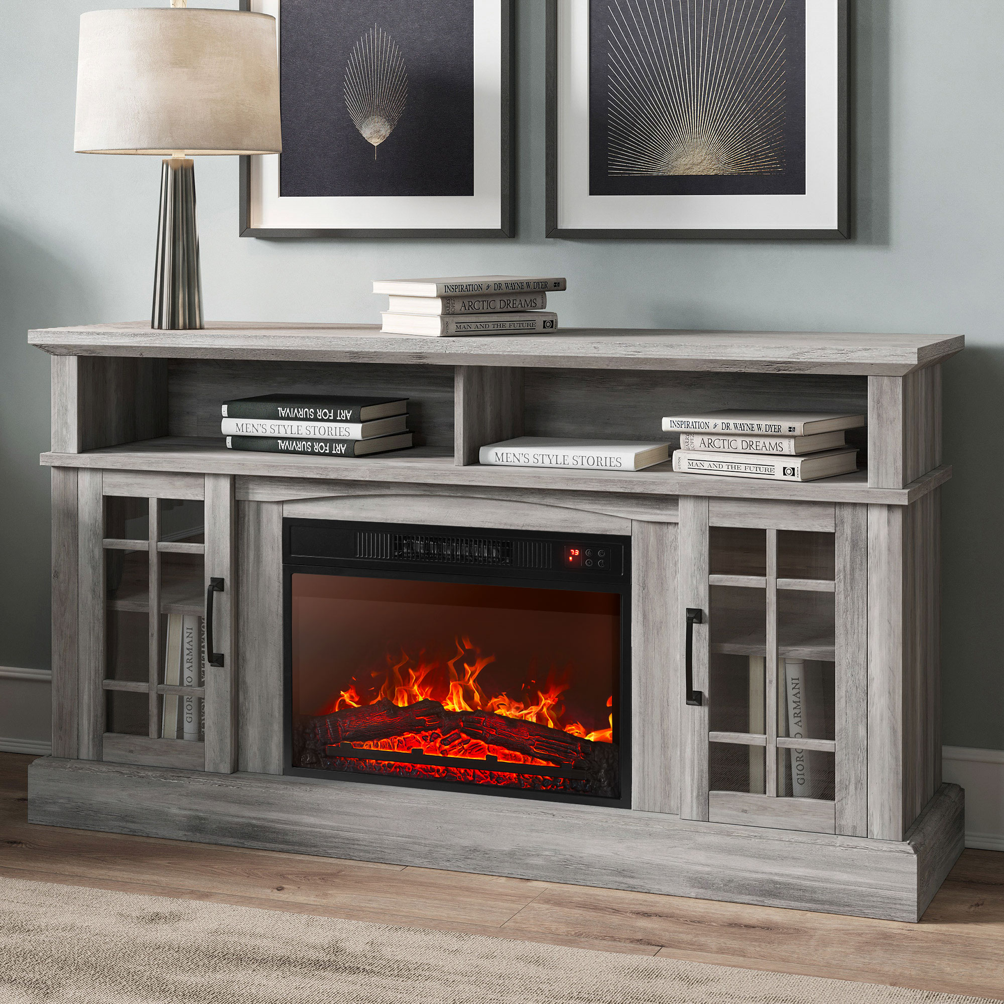 58" TV Stand Console For TVs up to 65" w/ 23" Fireplace - Picture 23 of 55