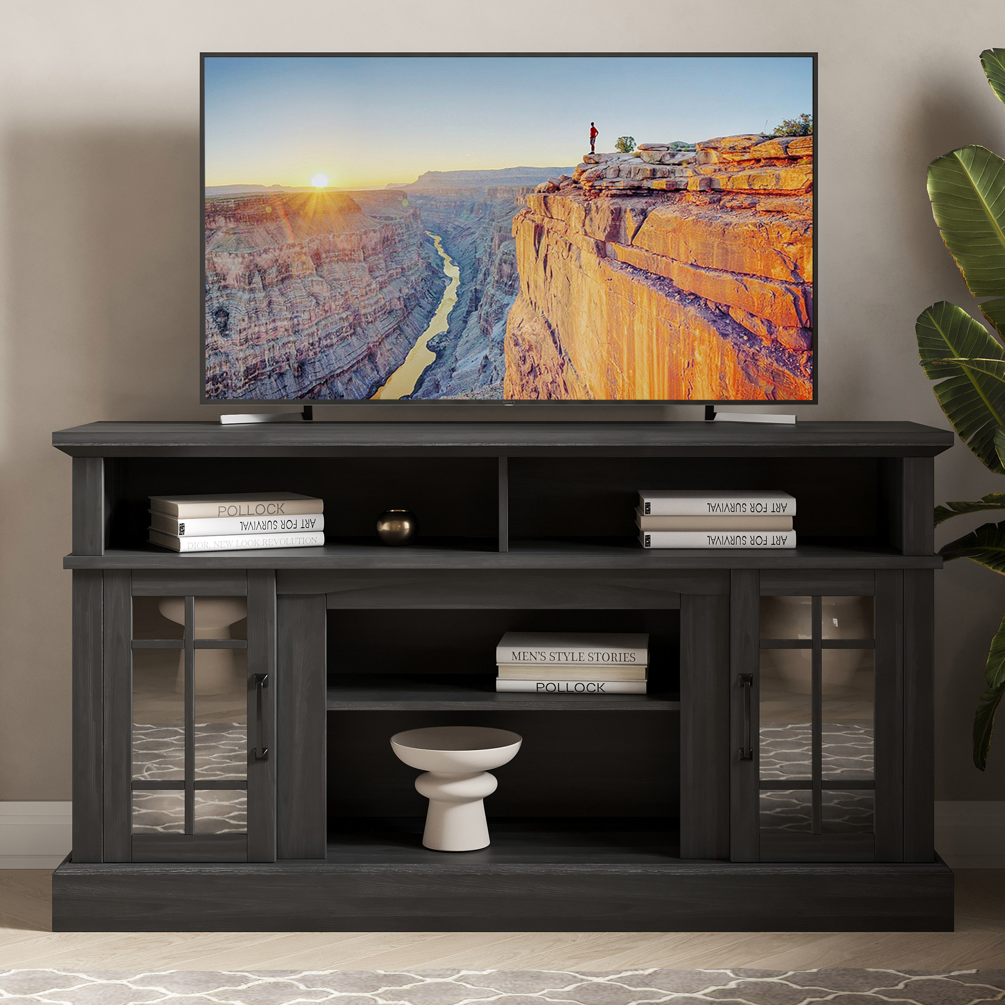 58" TV Stand Console For TVs up to 65" w/ 23" Fireplace - Picture 36 of 55