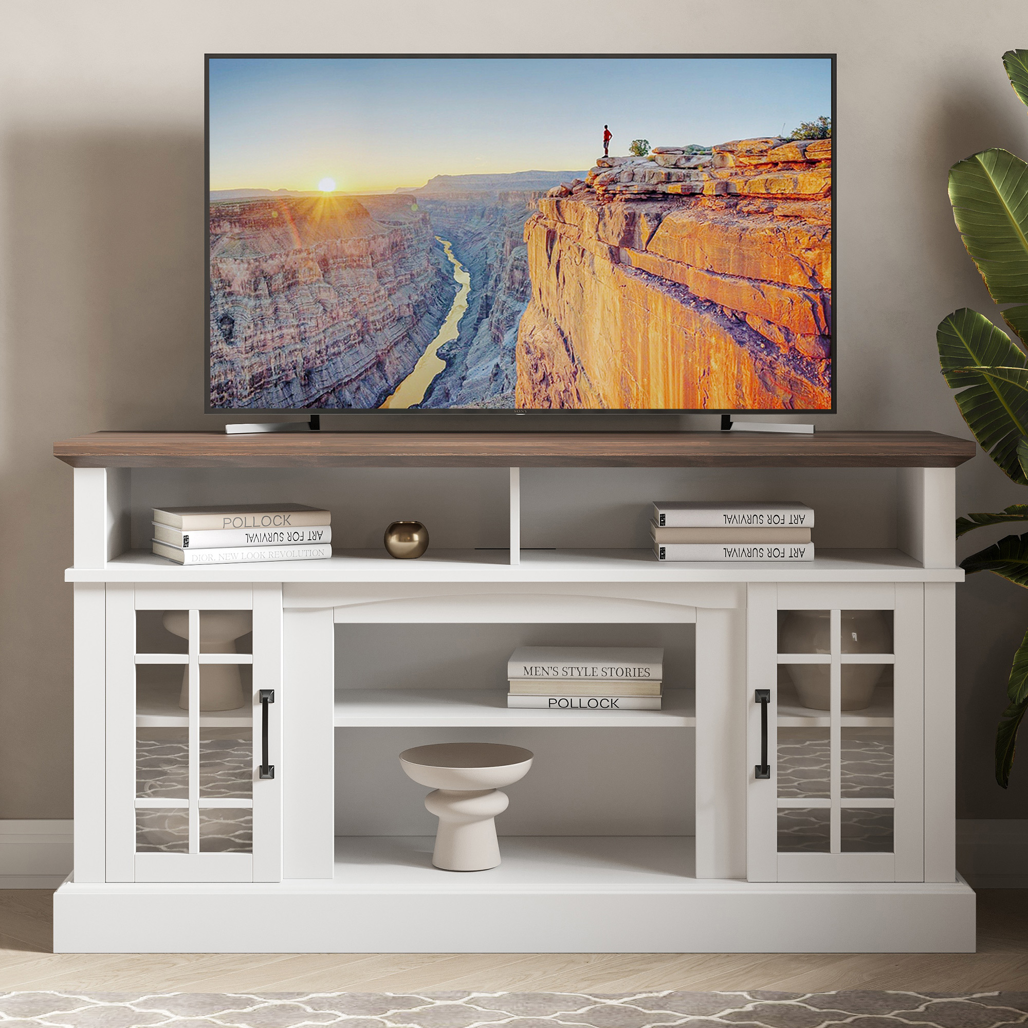 58" TV Stand Console For TVs up to 65" w/ 23" Fireplace - Picture 42 of 55
