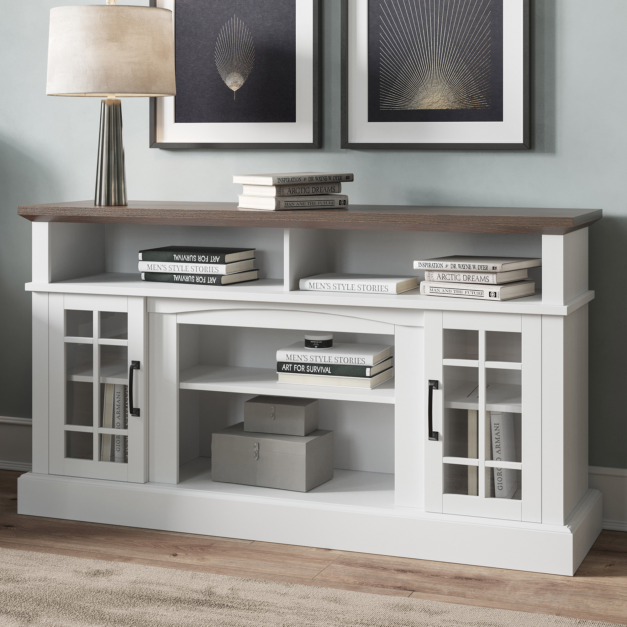 58" TV Stand Console For TVs up to 65" w/ 23" Fireplace - Picture 43 of 55