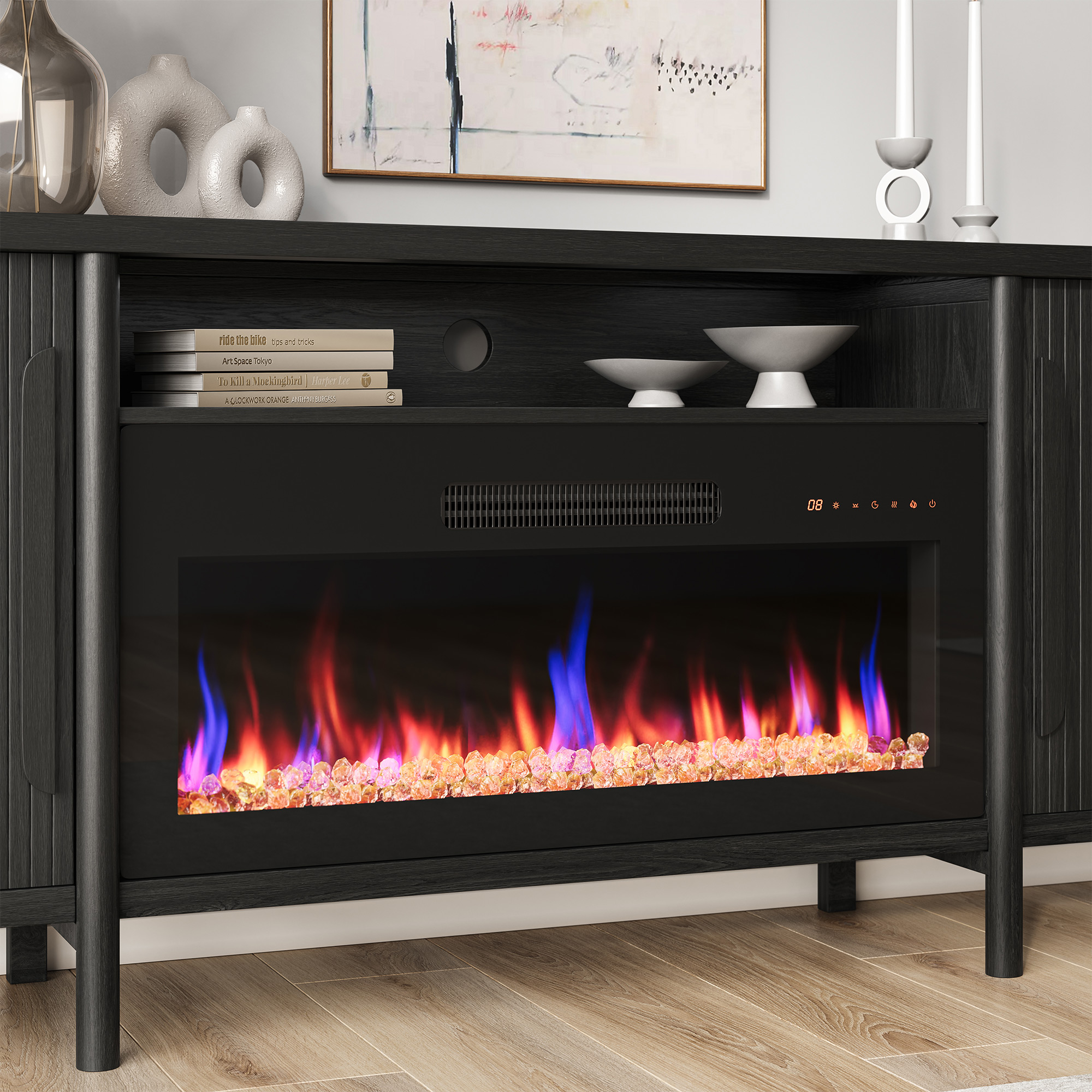 66" TV Stand with 36" Electric Fireplace, Console Table for TVs up to 75" - Picture 19 of 20