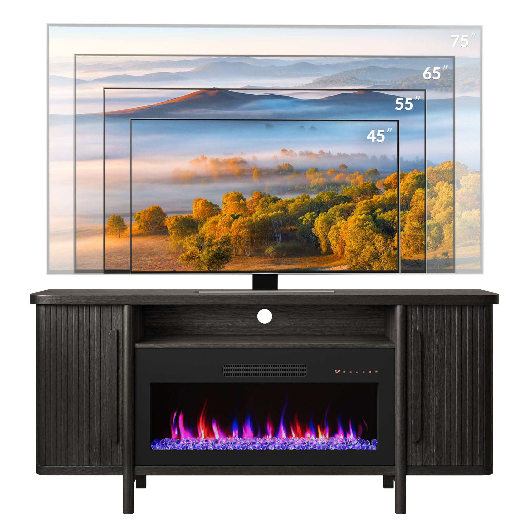 66" TV Stand with 36" Electric Fireplace, Console Table for TVs up to 75" - Picture 17 of 20