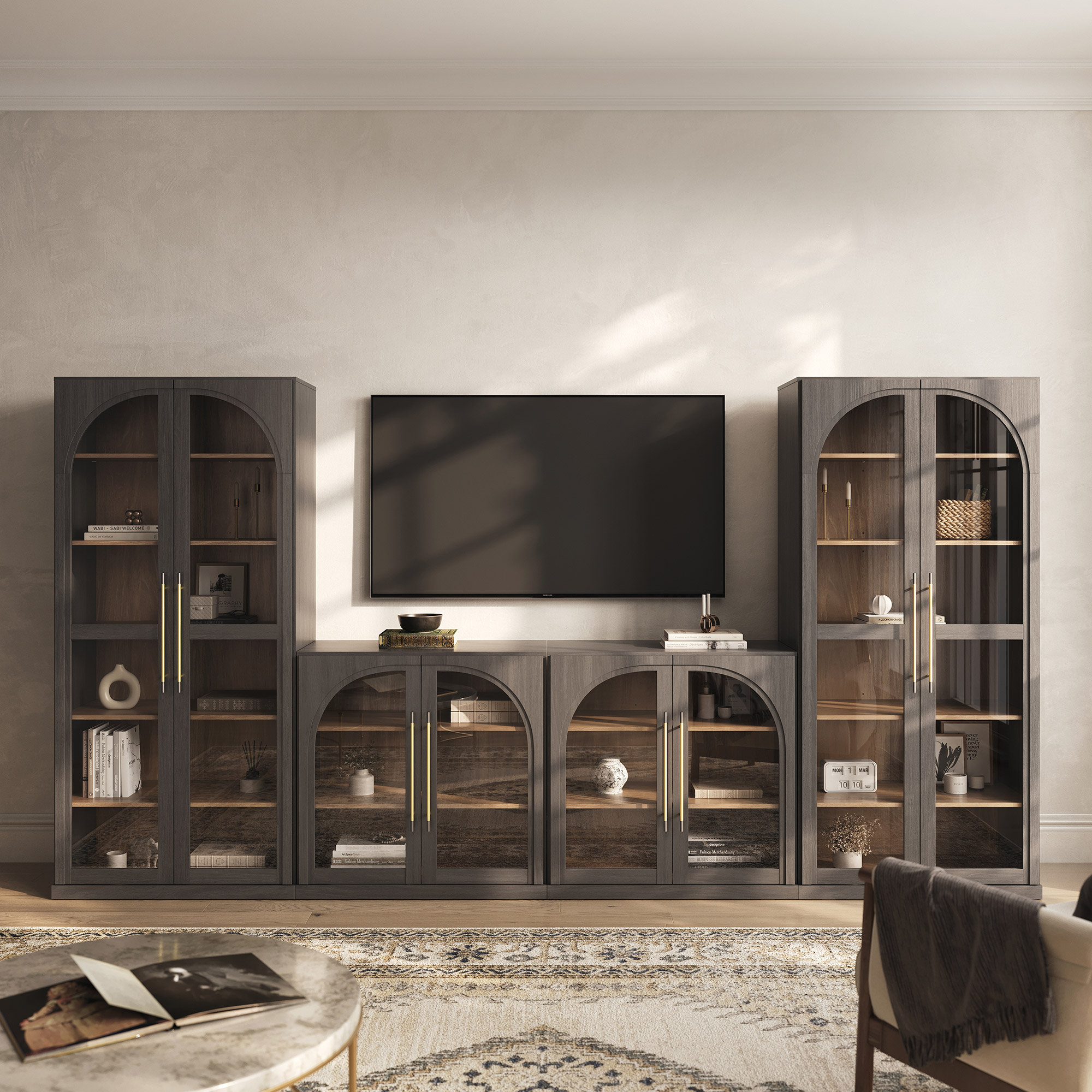 Set For Living Room, Camel/ebony