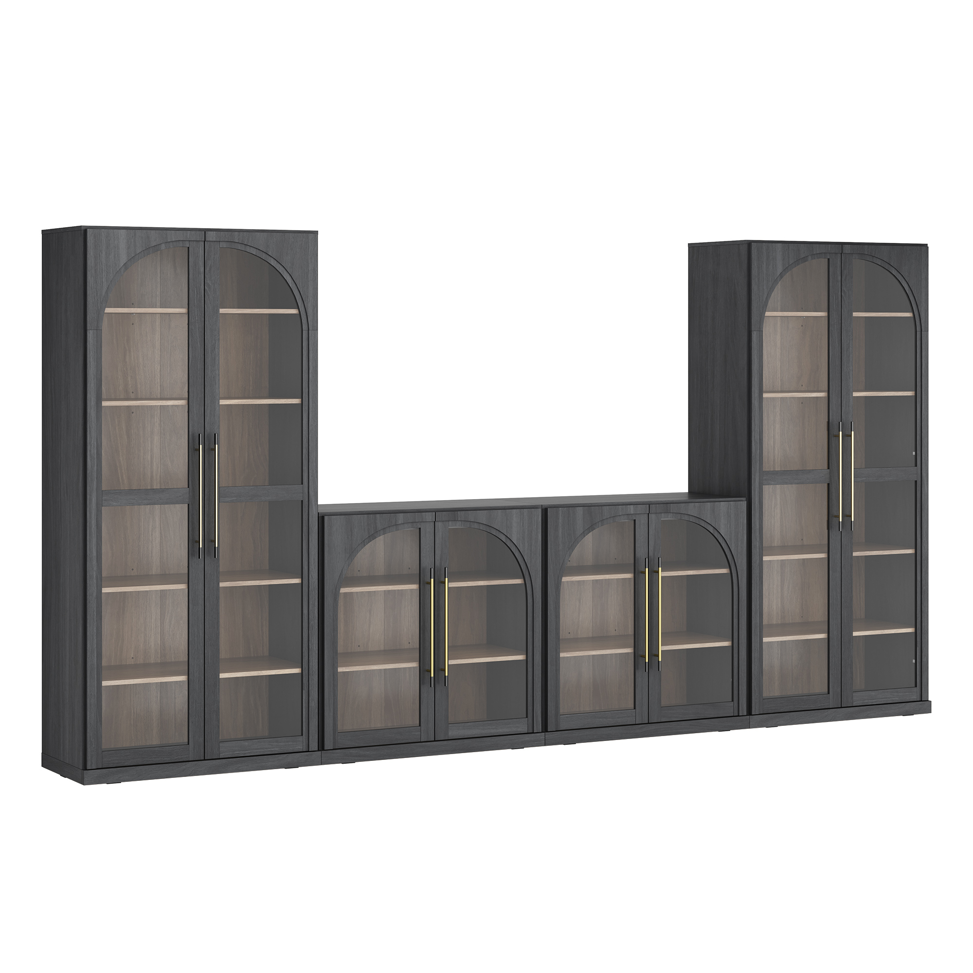 Different Modular TV Stand Set for Living Room, Camel/Ebony