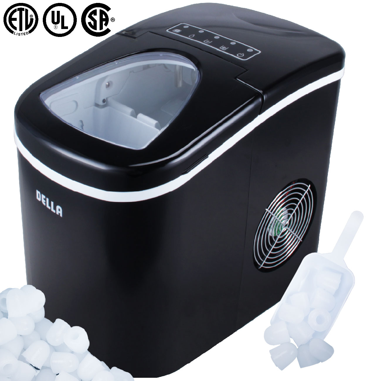 DELLA Electric Ice Maker Compact Make 3 Cube Size Touch Control 26 lbs