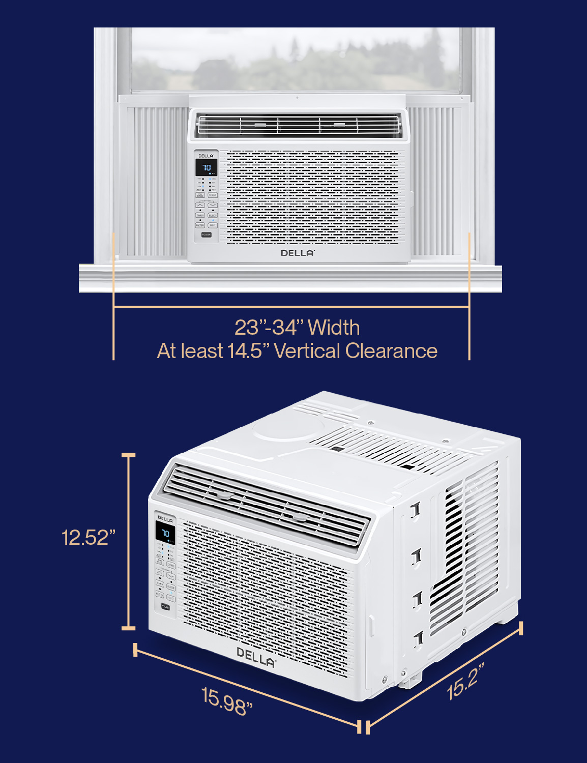 6000 BTU Energy Saving Window Air Conditioner, Cools Up to 250 Sq. Ft.