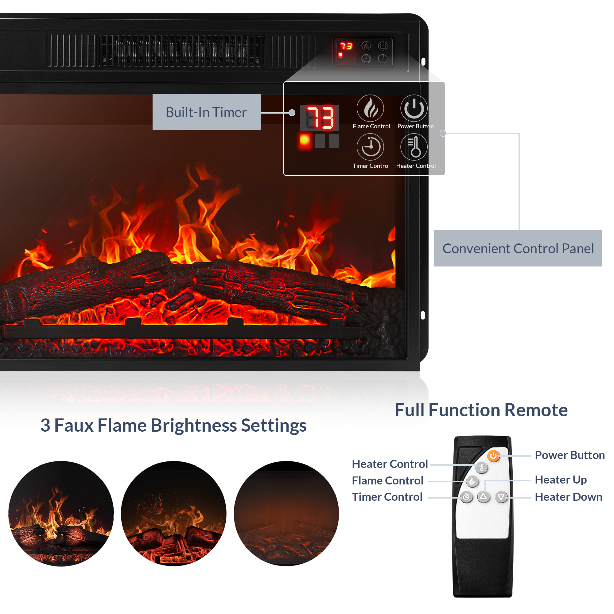 58" TV Stand Console For TVs up to 65" w/ 23" Fireplace - Picture 19 of 55