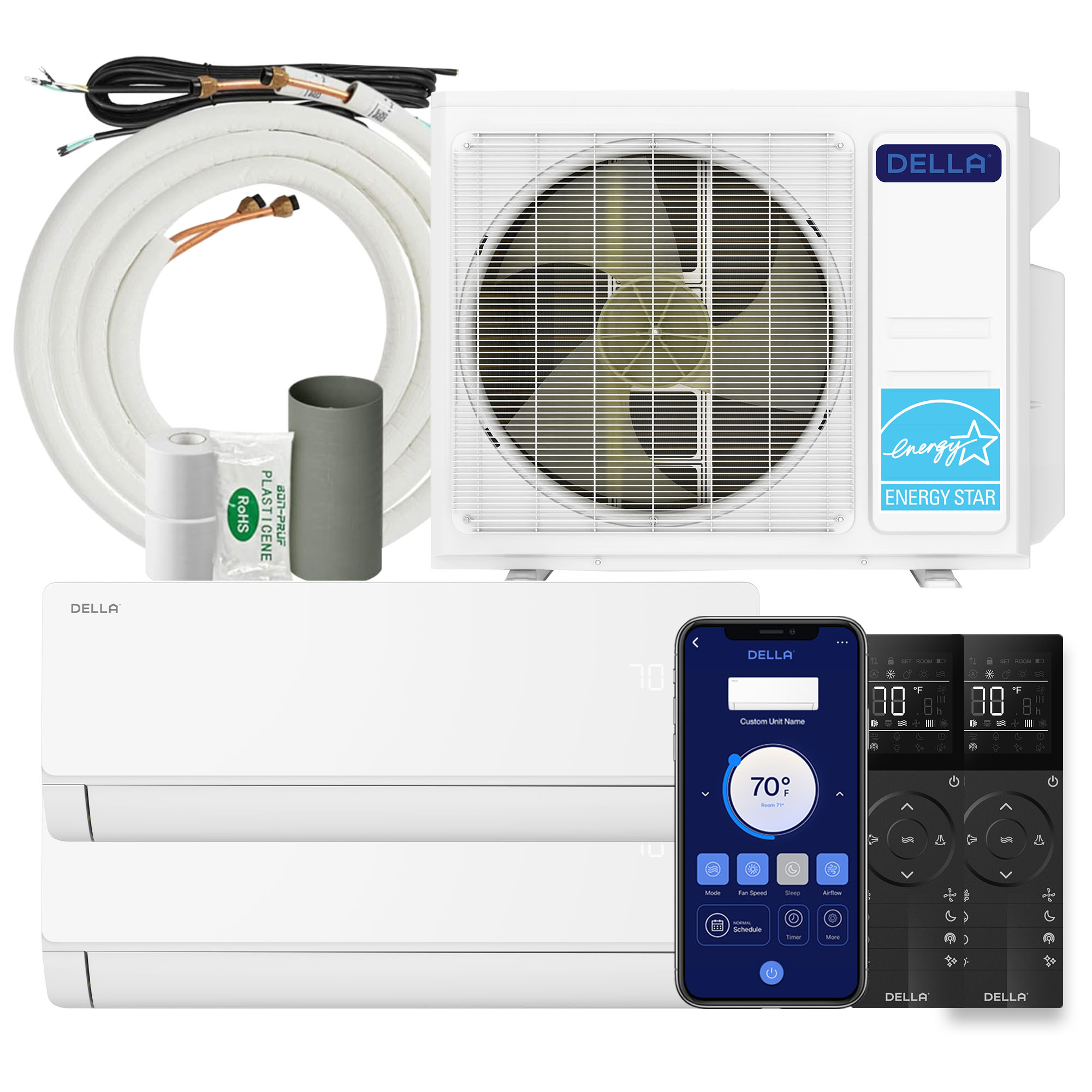 18K BTU 2 Zone (2x9K) Mini Split AC Fits Up to 800 Sq.Ft
