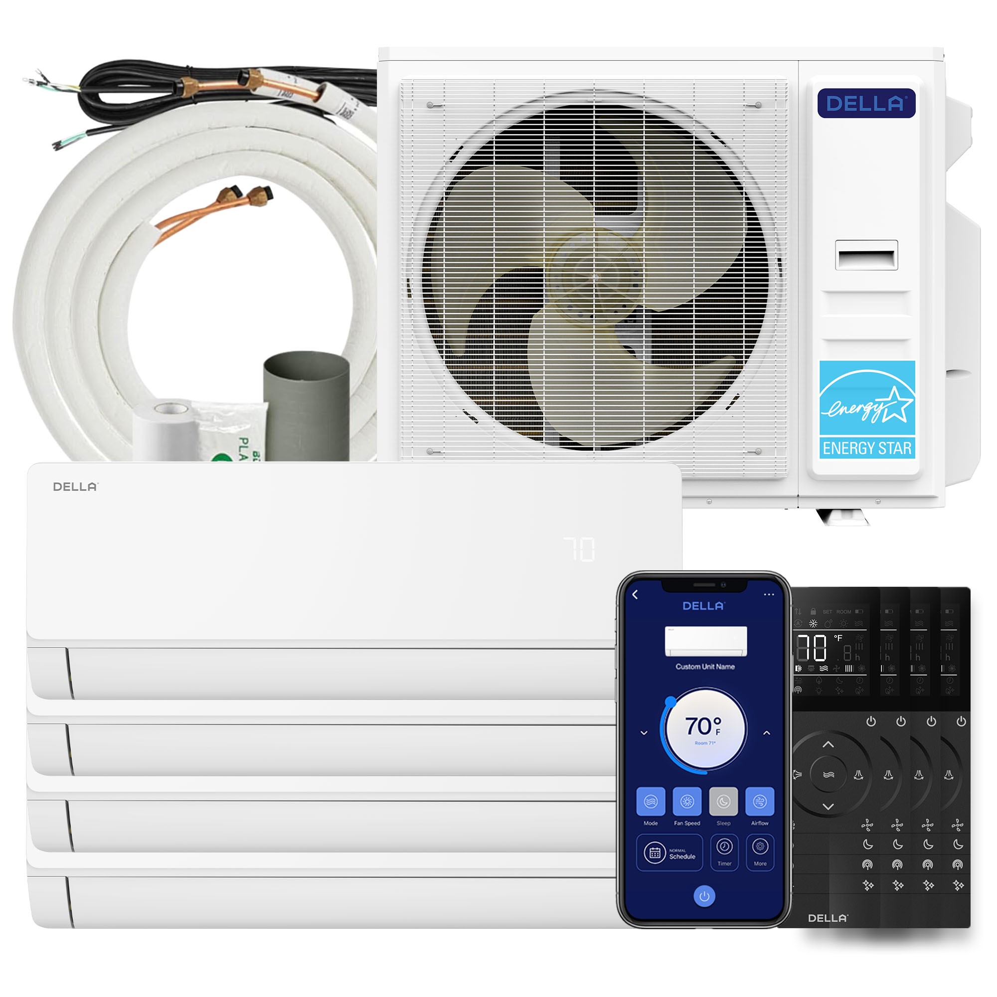 38K BTU 4 Zone (4x12K) Mini Split AC Fits Up to 2200 Sq.Ft