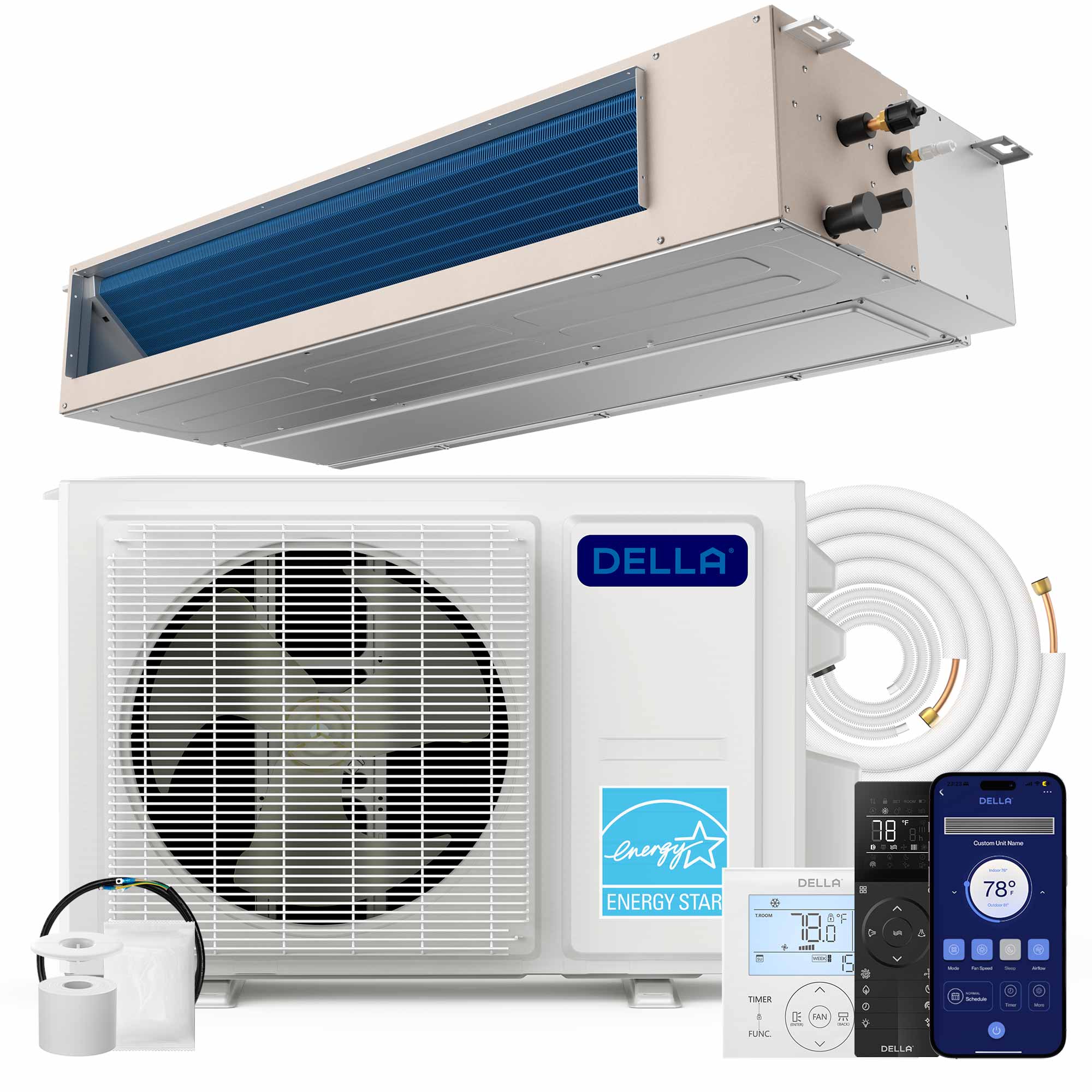 22,000 BTU Ducted Mini Split Air Conditioner w/Heat Pump