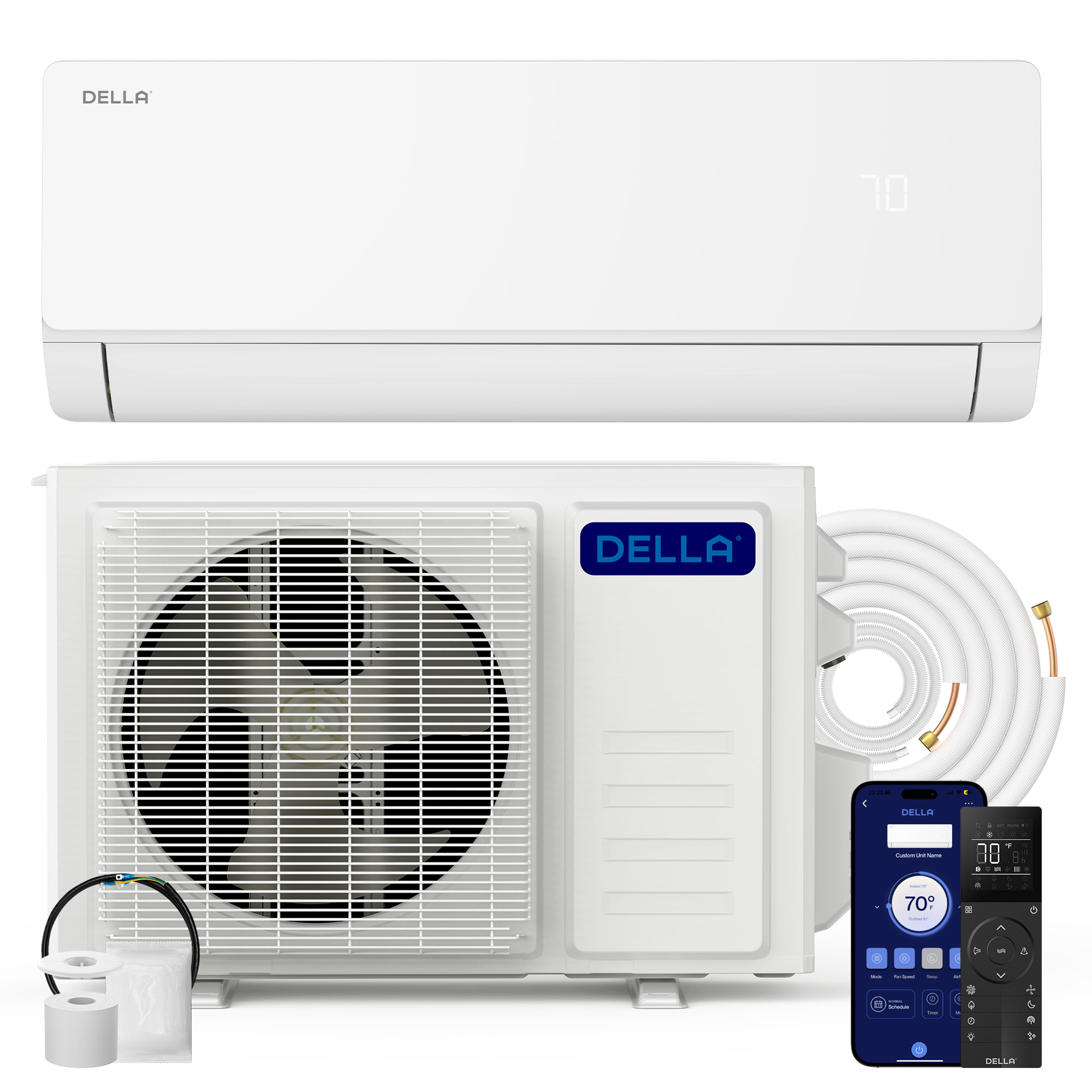 18000 BTU Mini Split AC w/Heat Pump, 230V,Cools up to 1000 Sq.Ft