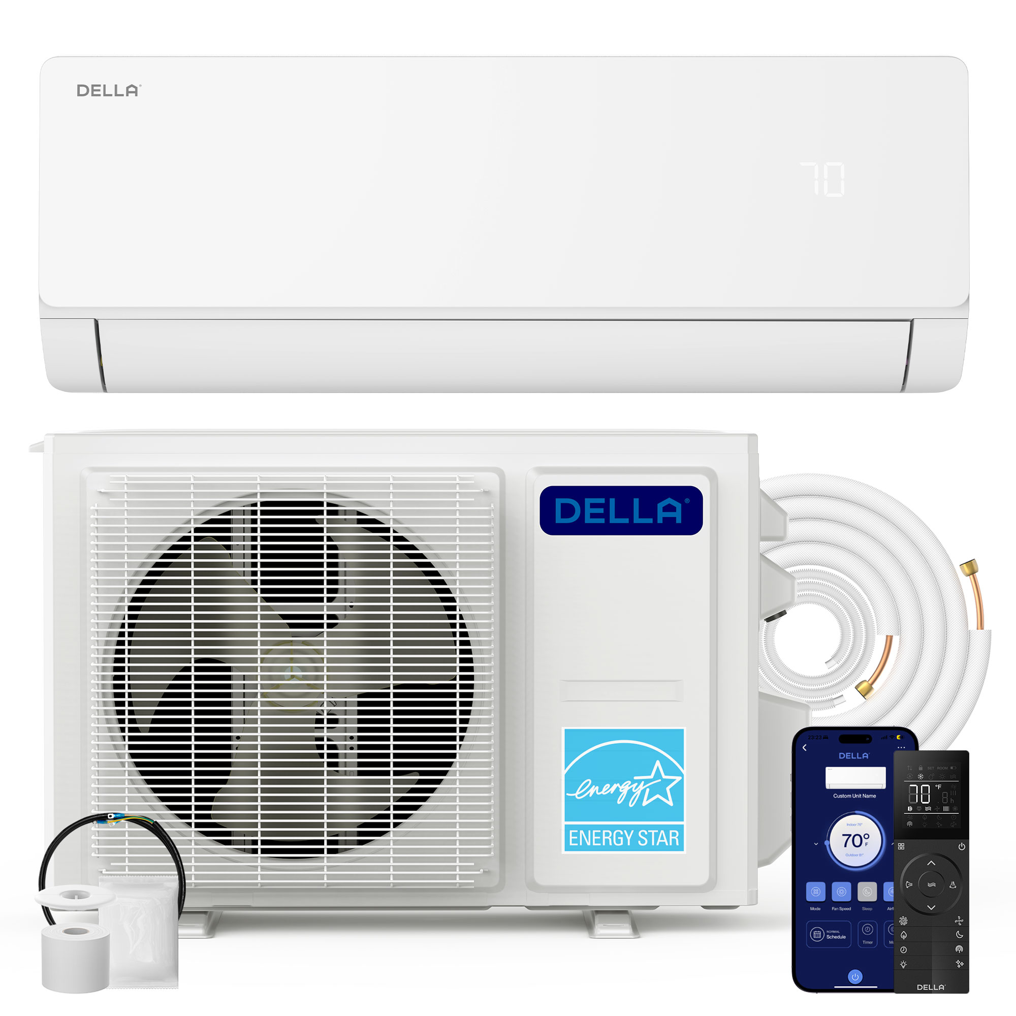 9000 BTU Mini Split AC w/Heat Pump, 115V, Cools up to 400 Sq. Ft