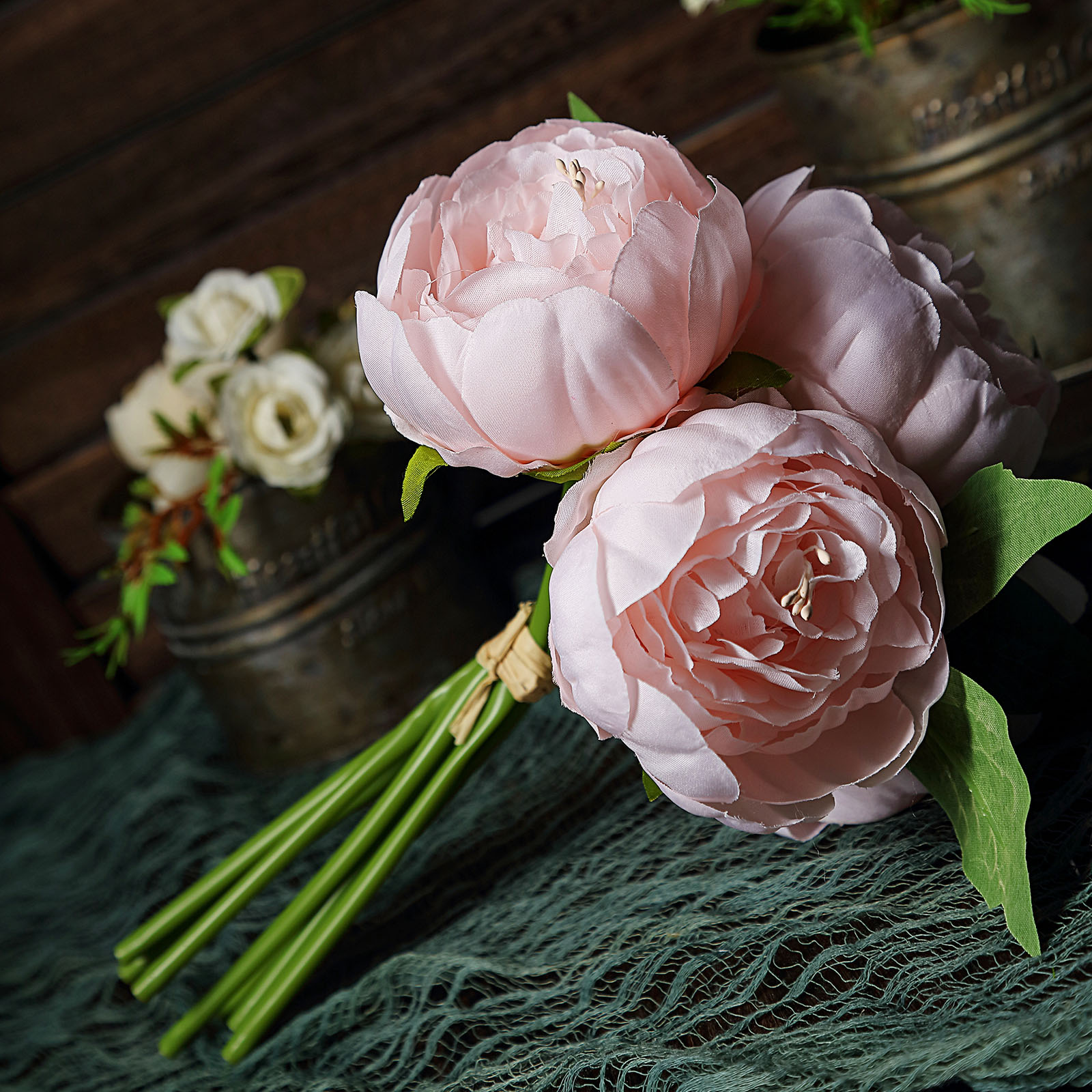 10Inch tall Silk Artificial Peony Flowers Bouquet Wedding Home