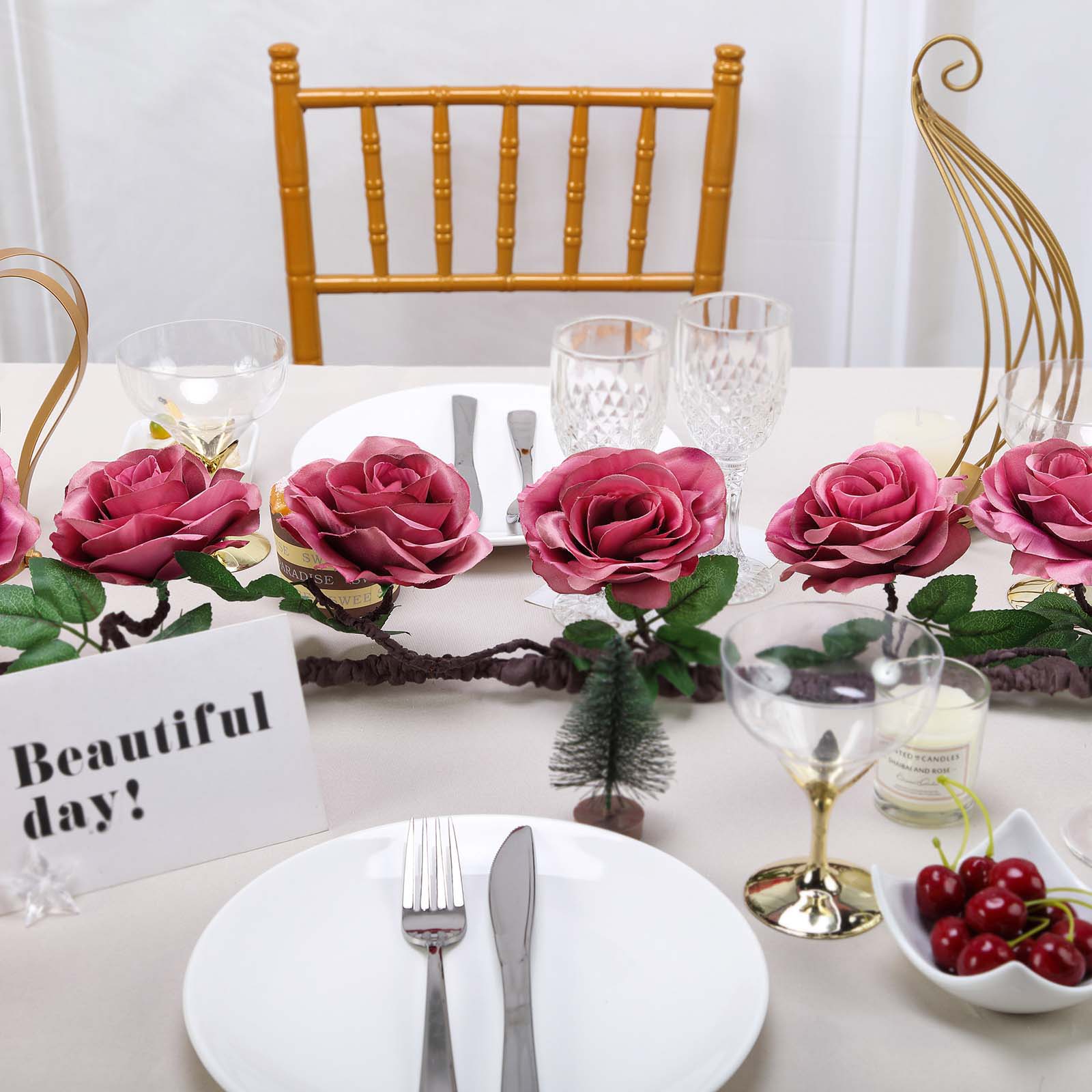 6 feet Garland Silk Rose Flowers Leaves Wedding Party Decorations Home Supplies - Picture 14 of 38