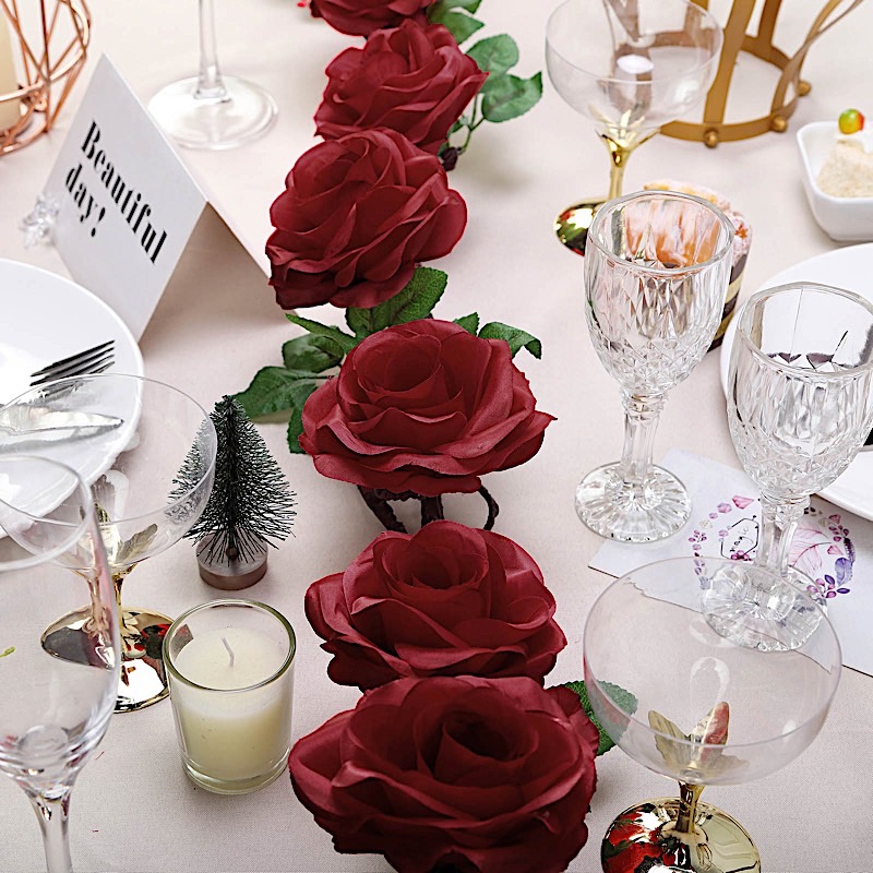 6 feet Garland Silk Rose Flowers Leaves Wedding Party Decorations Home Supplies - Picture 21 of 38