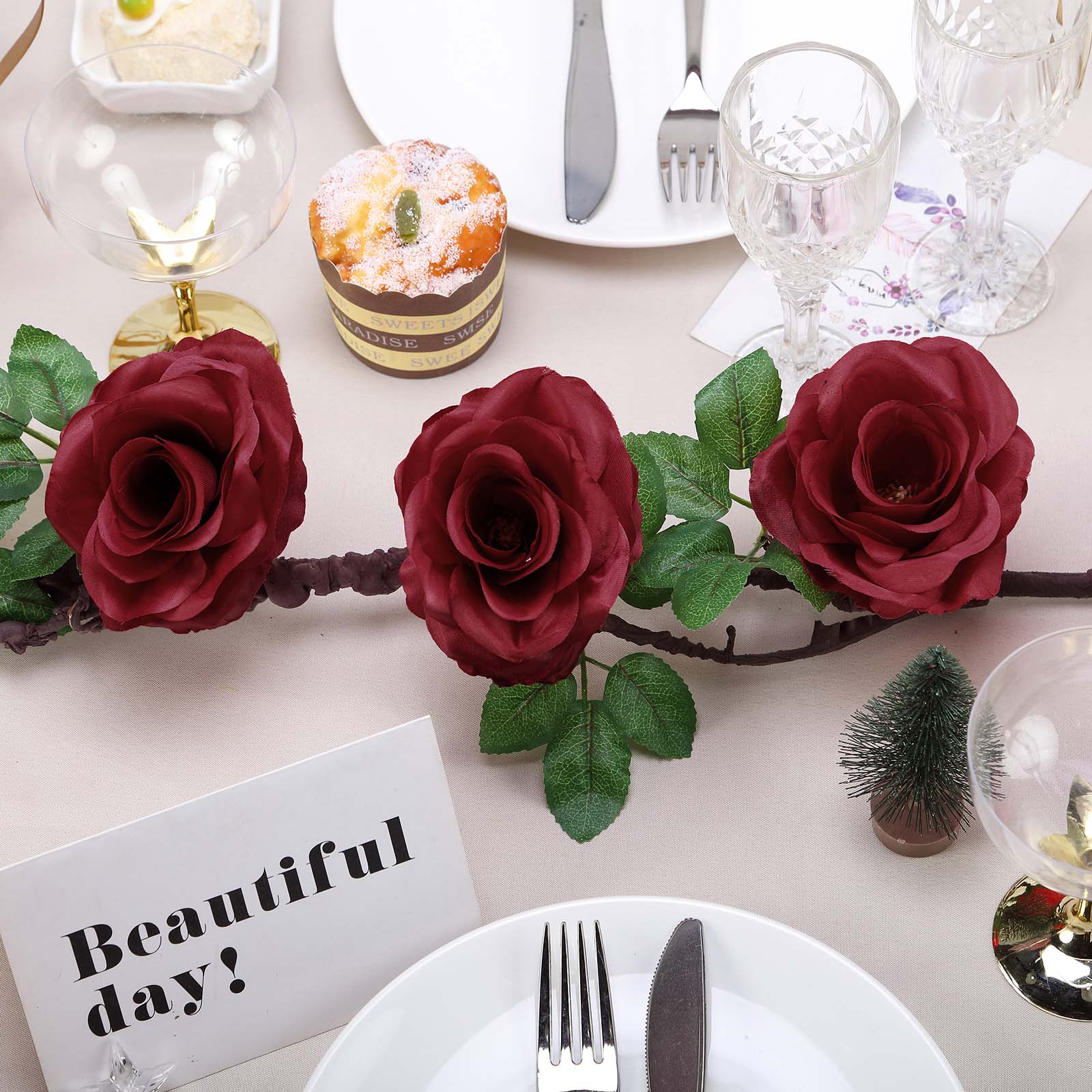 6 feet Garland Silk Rose Flowers Leaves Wedding Party Decorations Home Supplies - Picture 33 of 38