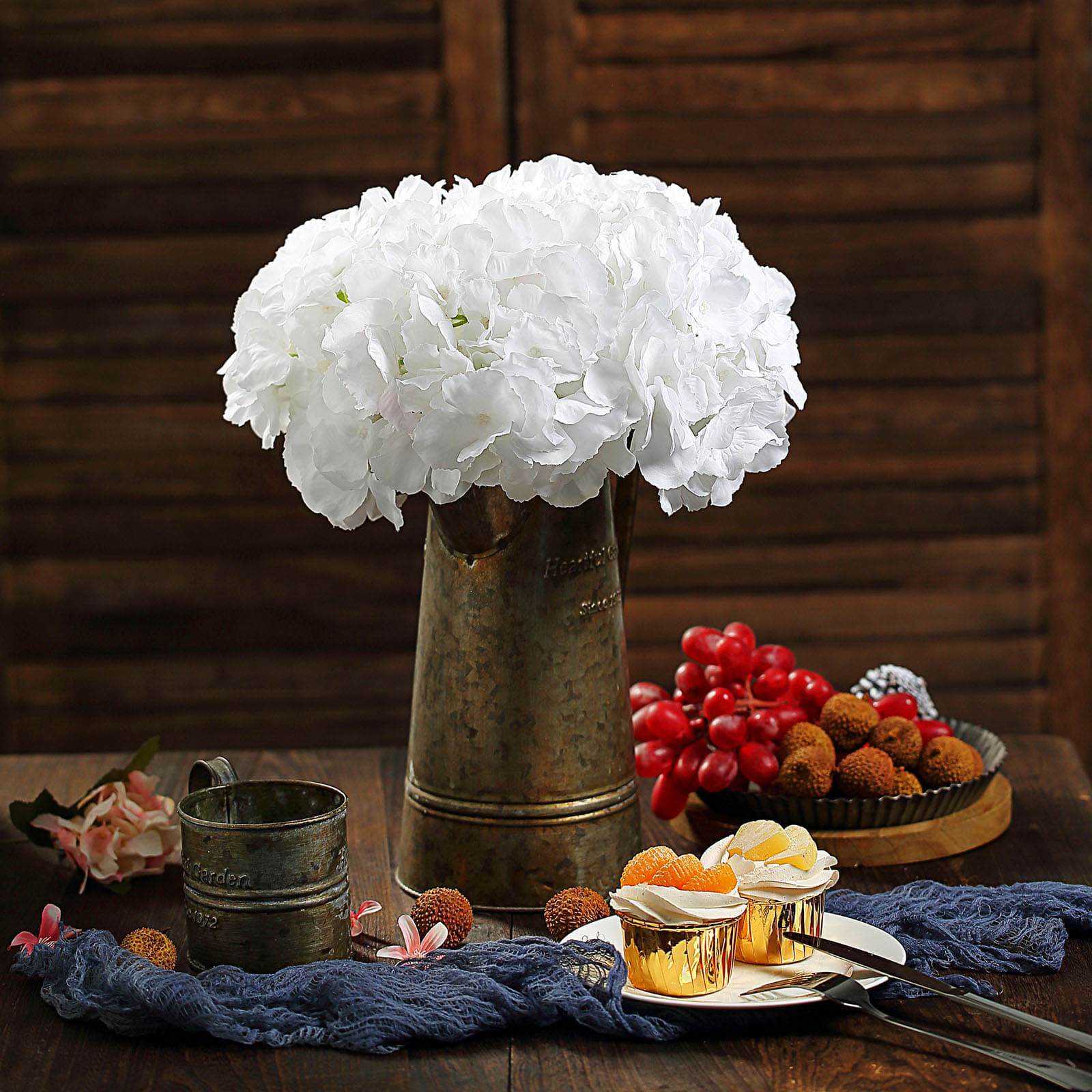 10 Silk Hydrangea Flower Heads Stems Party Wedding Events Home Centerpieces Sale