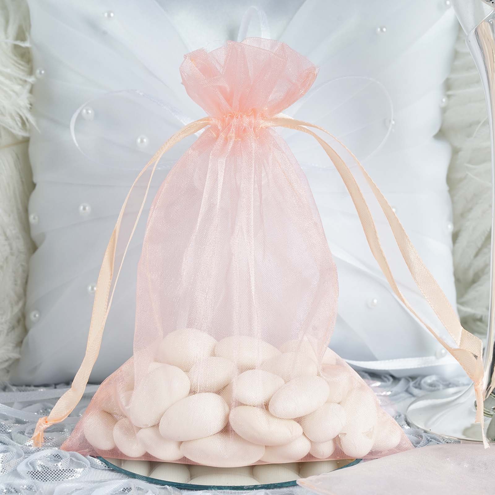 100 pcs 5x7 inch ORGANZA BAGS Pouches - Wedding FAVORS Drawstring Gift Packaging - Picture 13 of 98