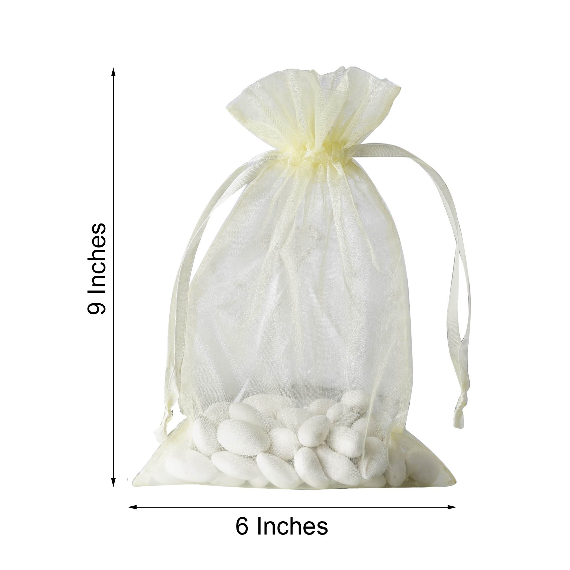 100 pcs 6x9 inch ORGANZA Fabric BAGS - Wedding FAVORS Drawstring Gift Pouch - Picture 68 of 71