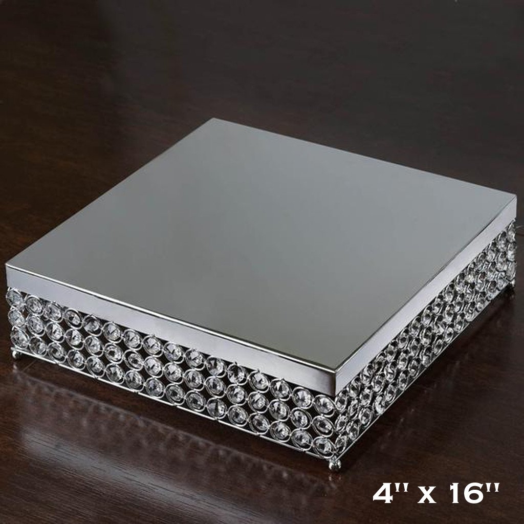 CAKE STAND 16" wide Square Crystal Beads Wedding Birthday Party Home Decorations - Picture 11 of 13