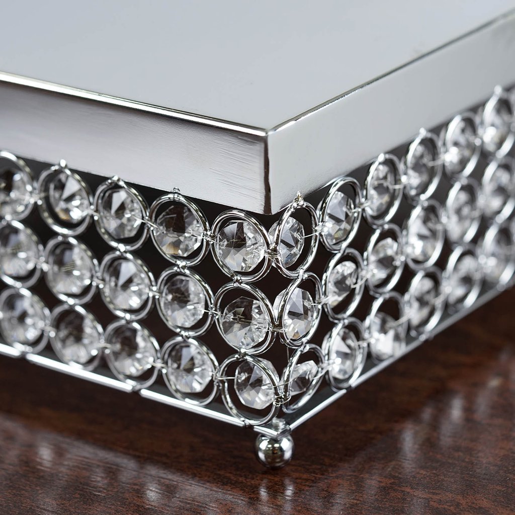 CAKE STAND 16" wide Square Crystal Beads Wedding Birthday Party Home Decorations - Picture 12 of 13