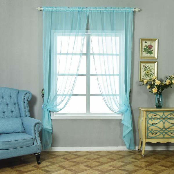 Sheer Organza 52 x 108-Inch Window Drapes Curtain 2 Panels Home Party Wedding