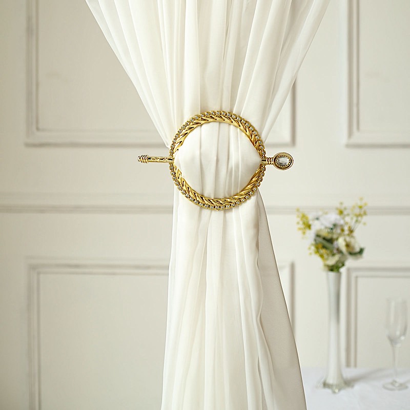 2 Round 6 in Plastic CURTAIN TIE Backs Braided Design Acrylic Crystals Party