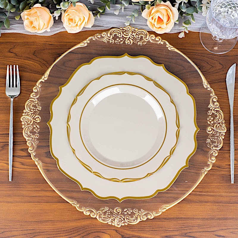 Disposable Plastic Plates Scalloped Rim Wedding Party Event Tableware Home - Picture 75 of 108