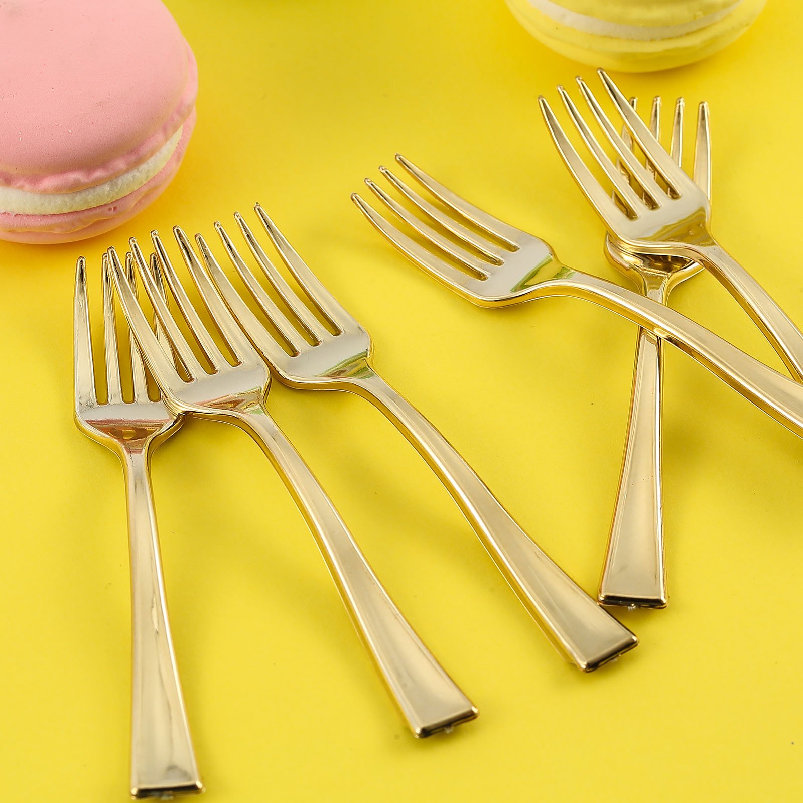 4Inch long Rose Gold Disposable Plastic Appetizer Forks Party Wedding