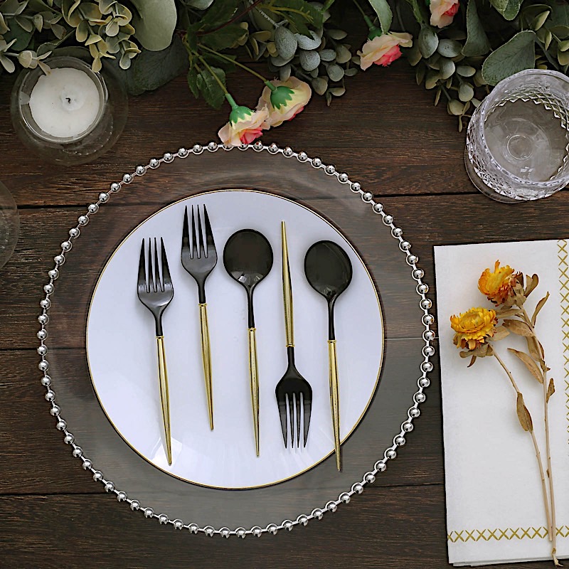24 Disposable 6 in Premium Plastic CUTLERY Spoons Forks Set Party Home Tableware - Picture 11 of 58