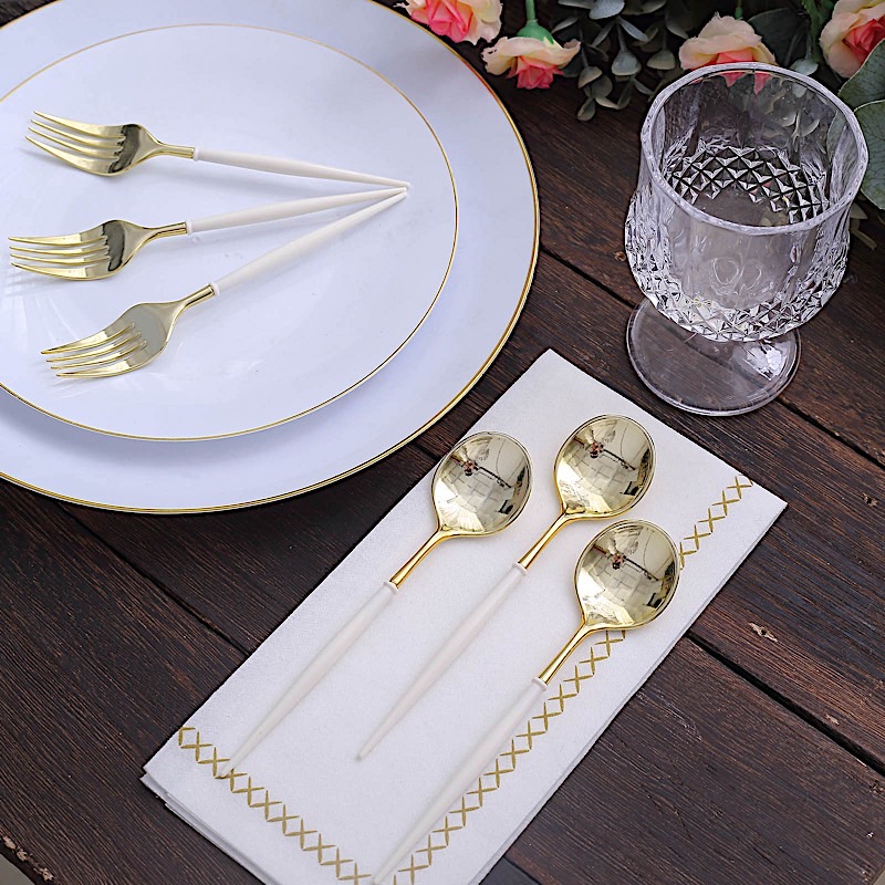 24 Disposable 6 in Premium Plastic CUTLERY Spoons Forks Set Party Home Tableware - Picture 34 of 58
