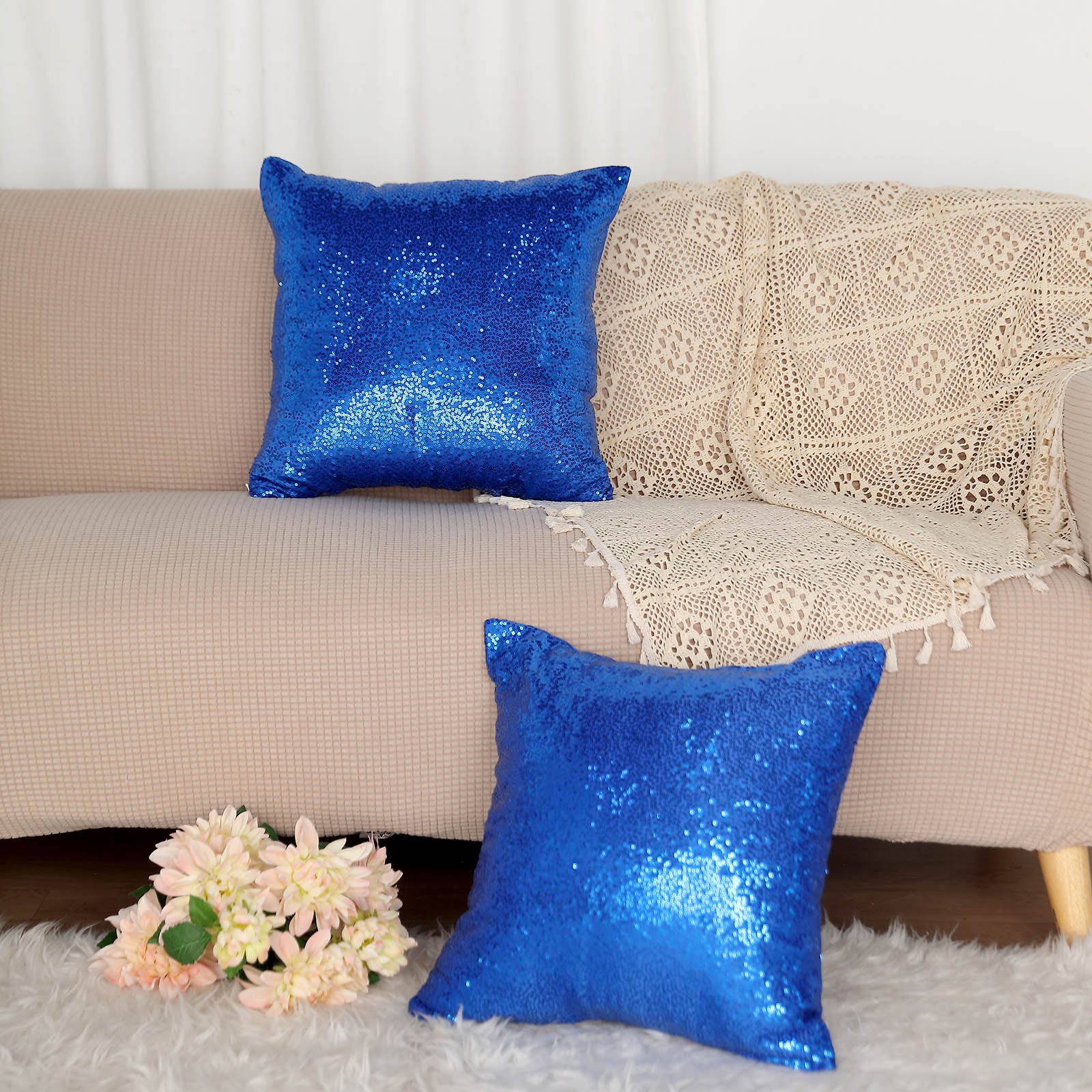 18" Decorative Throw PILLOW COVERS Square Sequin Cushion Cases Home Supplies - Bild 11 von 26