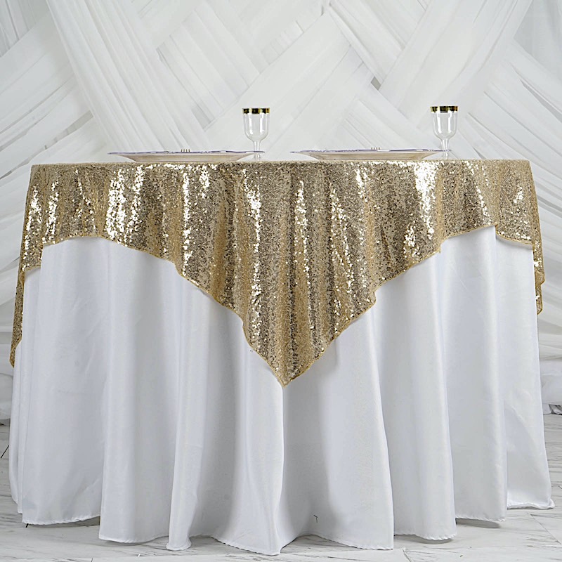60 inches Sequined Table Overlays Wedding Party Catering Home Dinner Decorations