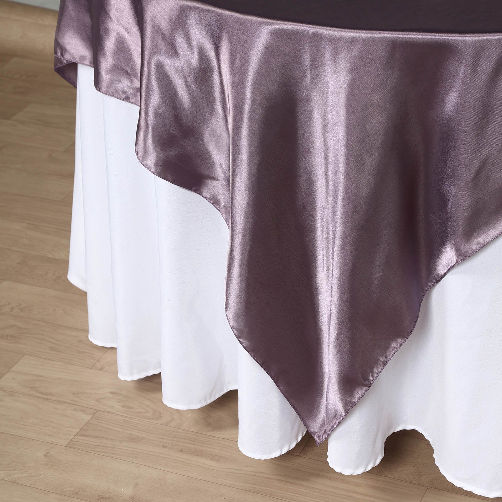 72 inches Square SATIN TABLE OVERLAYS Wedding Catering Event Dinner Decorations - Picture 8 of 244