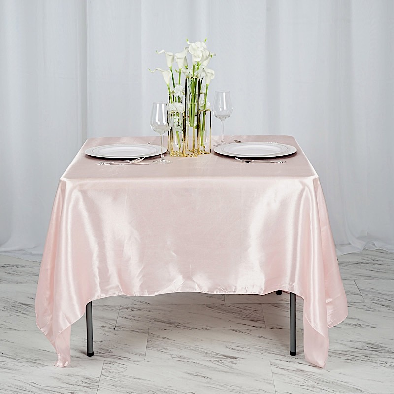 72 inches Square SATIN TABLE OVERLAYS Wedding Catering Event Dinner Decorations - Picture 37 of 244